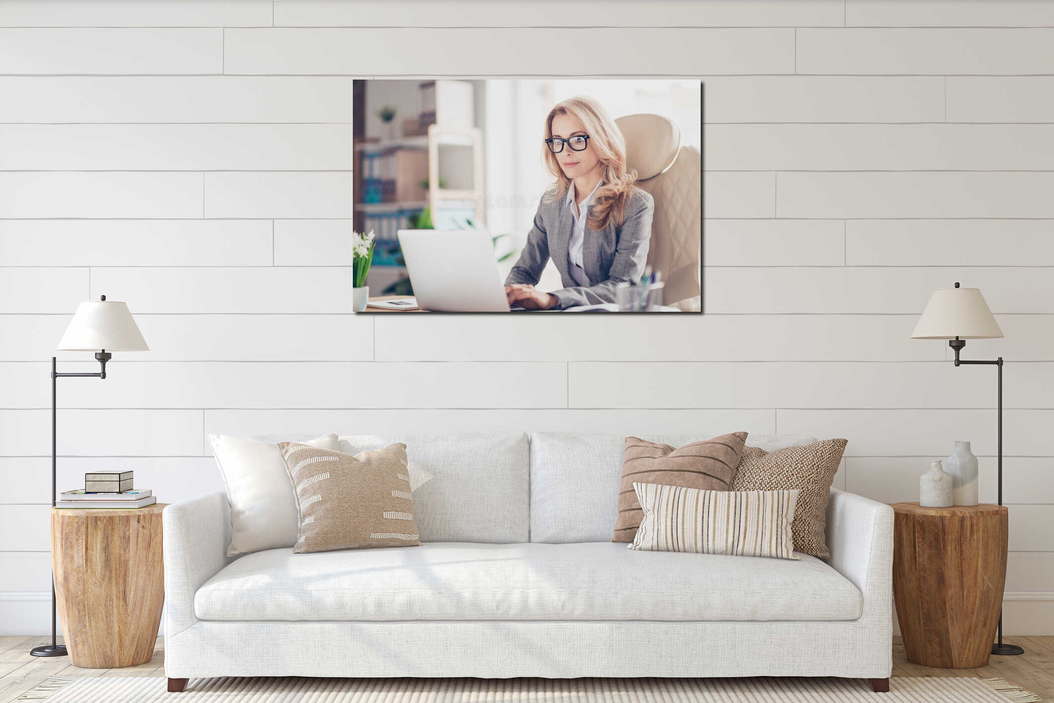 Canvas hanging interior mockup
