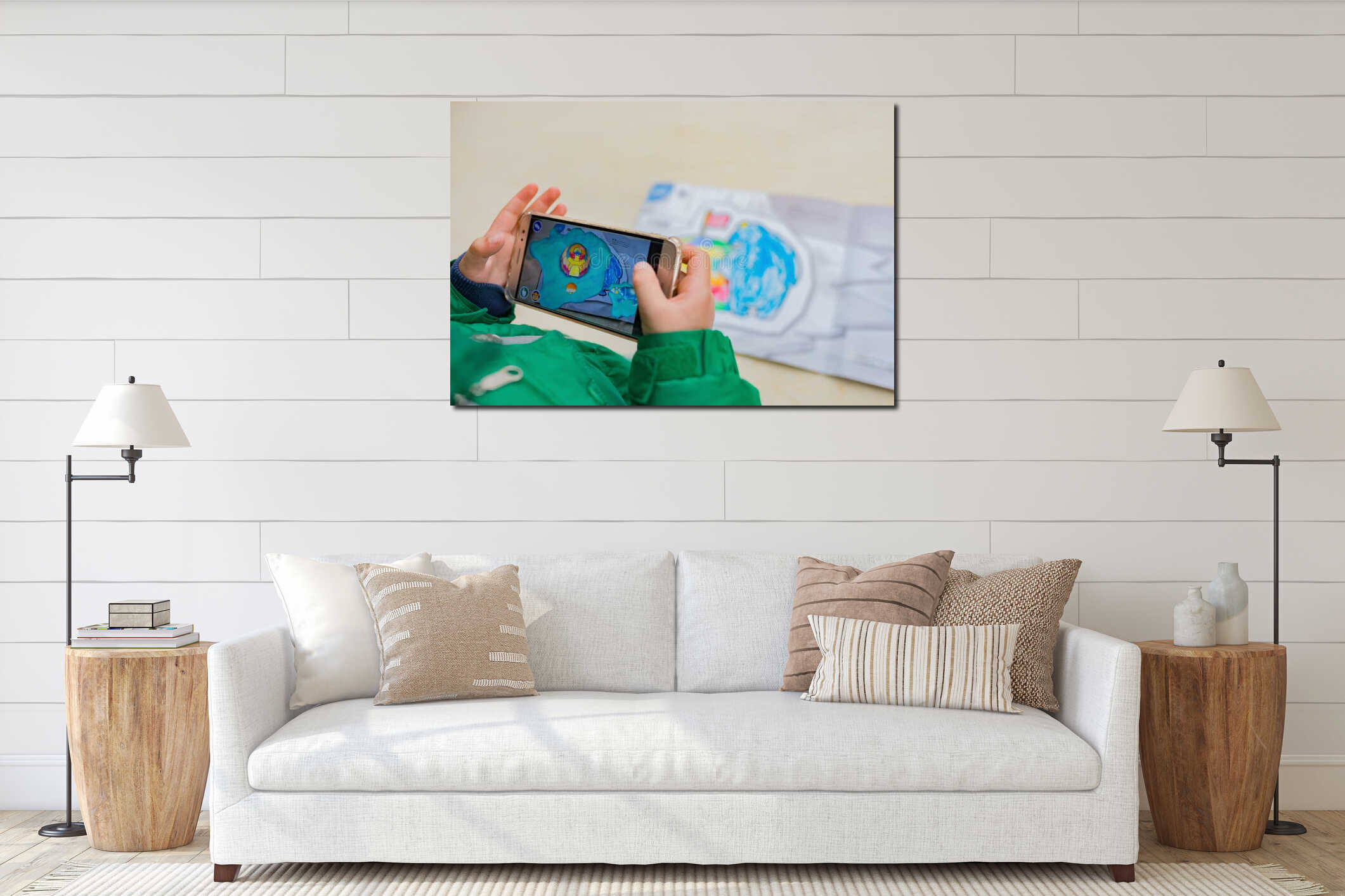 Canvas hanging interior mockup