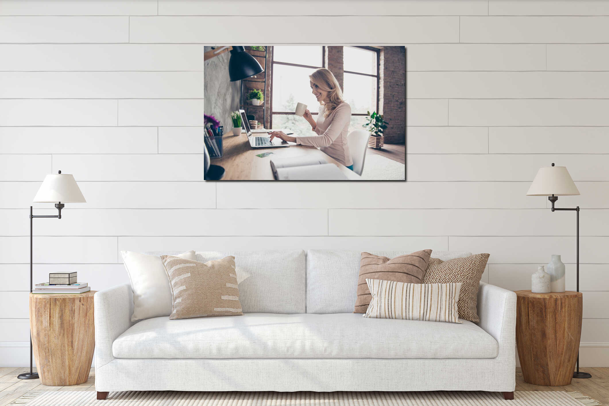 Canvas hanging interior mockup