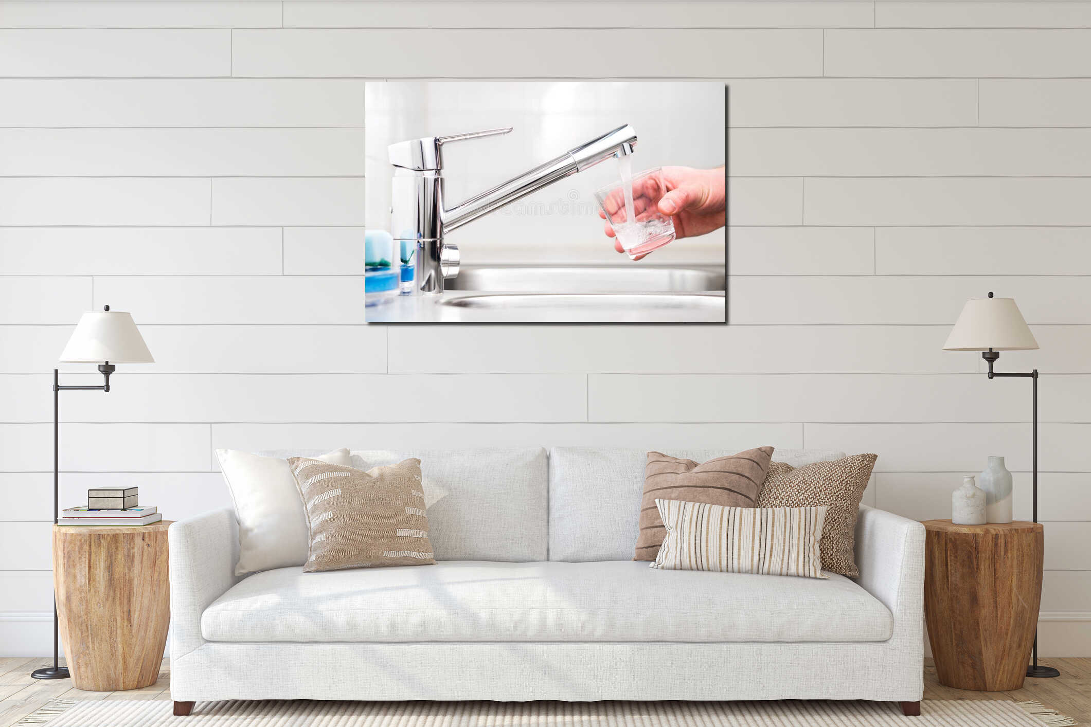 Canvas hanging interior mockup