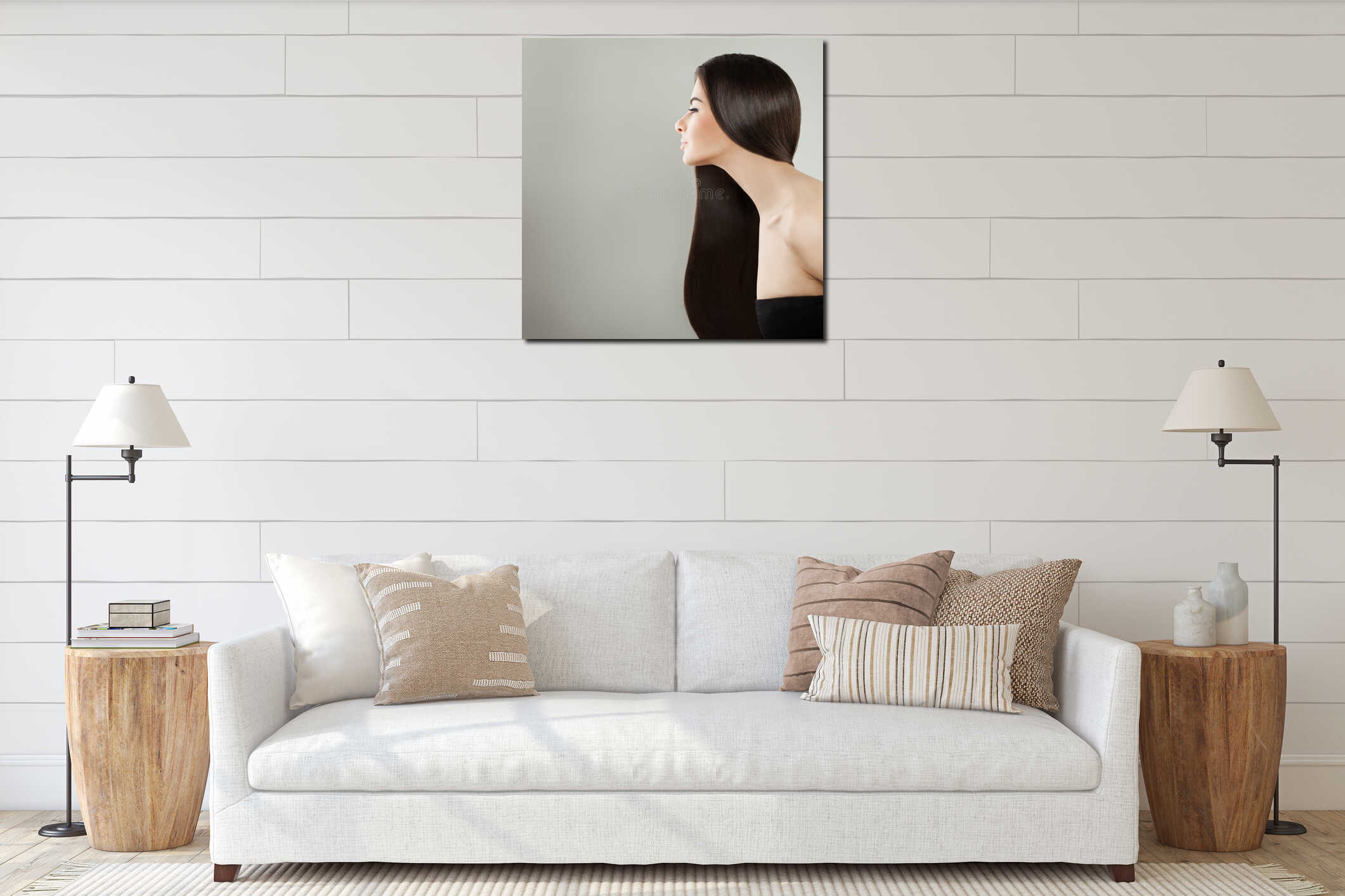 Canvas hanging interior mockup