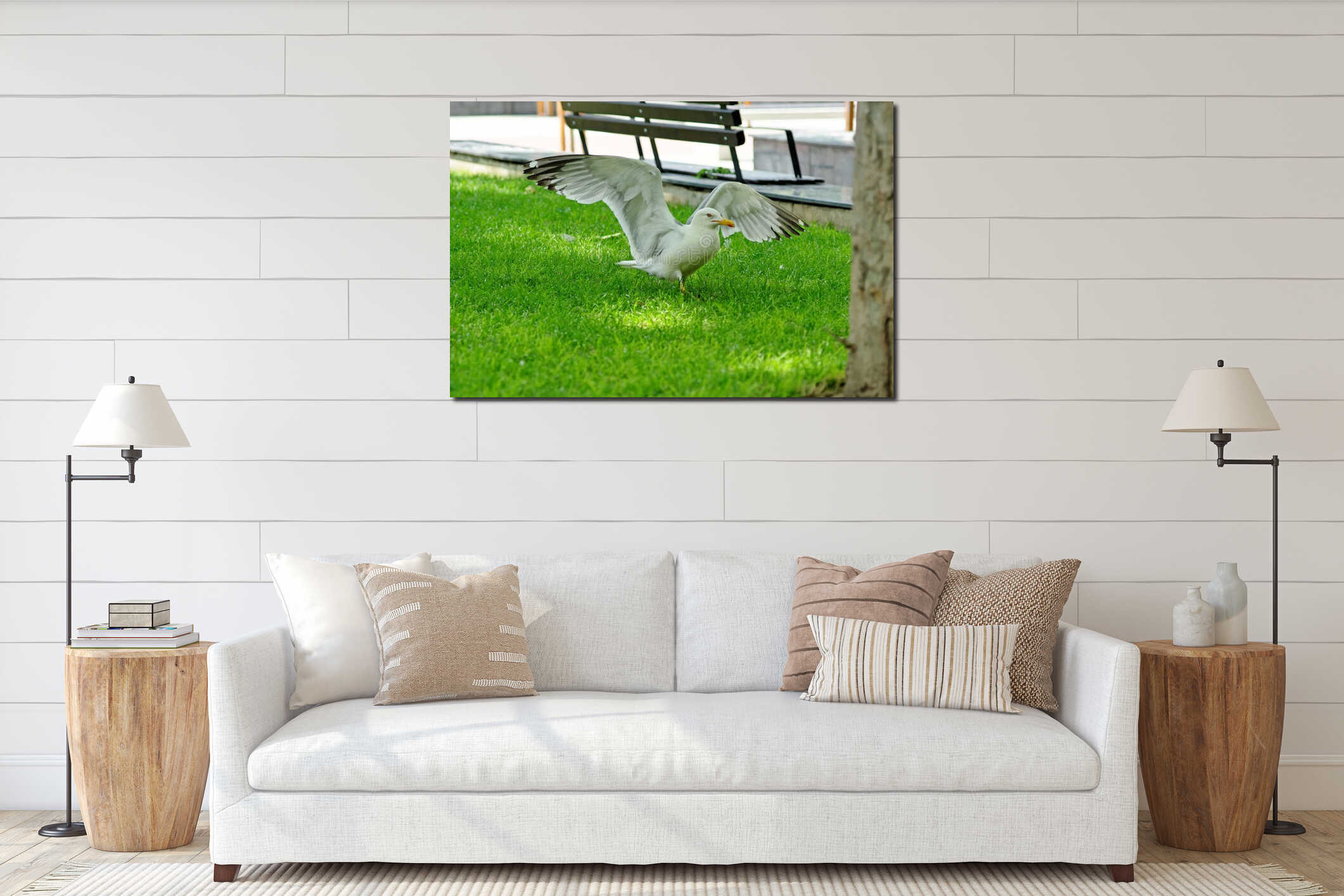 Canvas hanging interior mockup