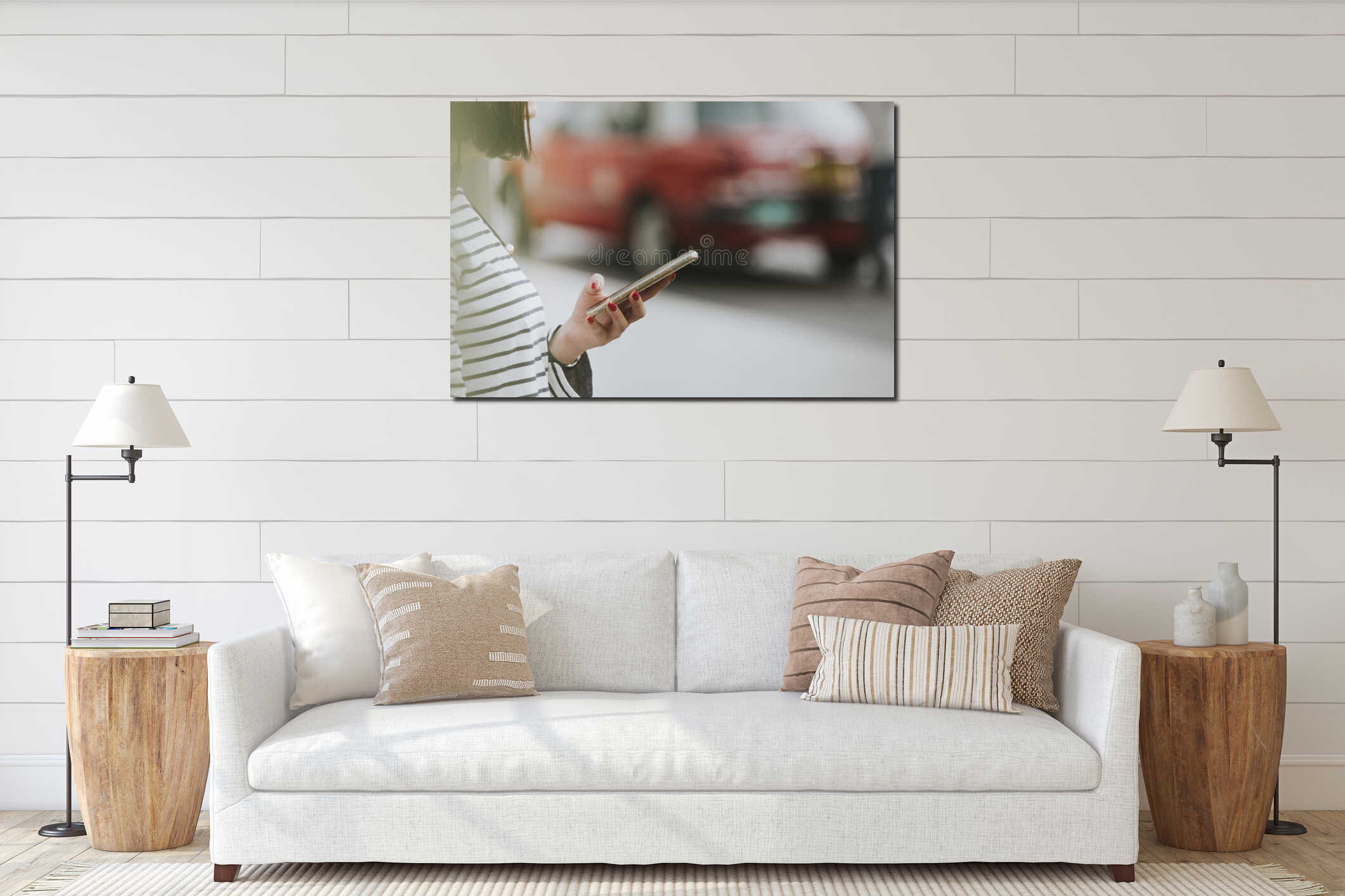 Canvas hanging interior mockup