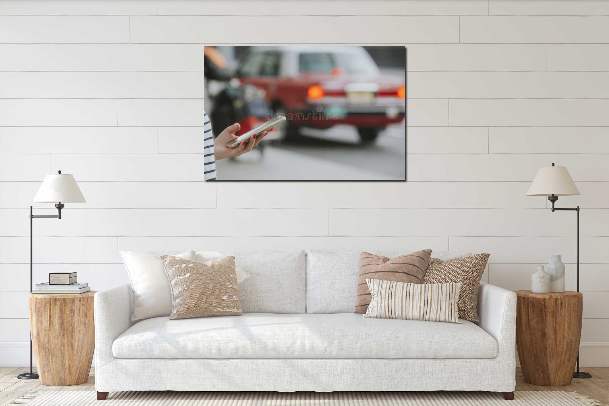 Canvas hanging interior mockup