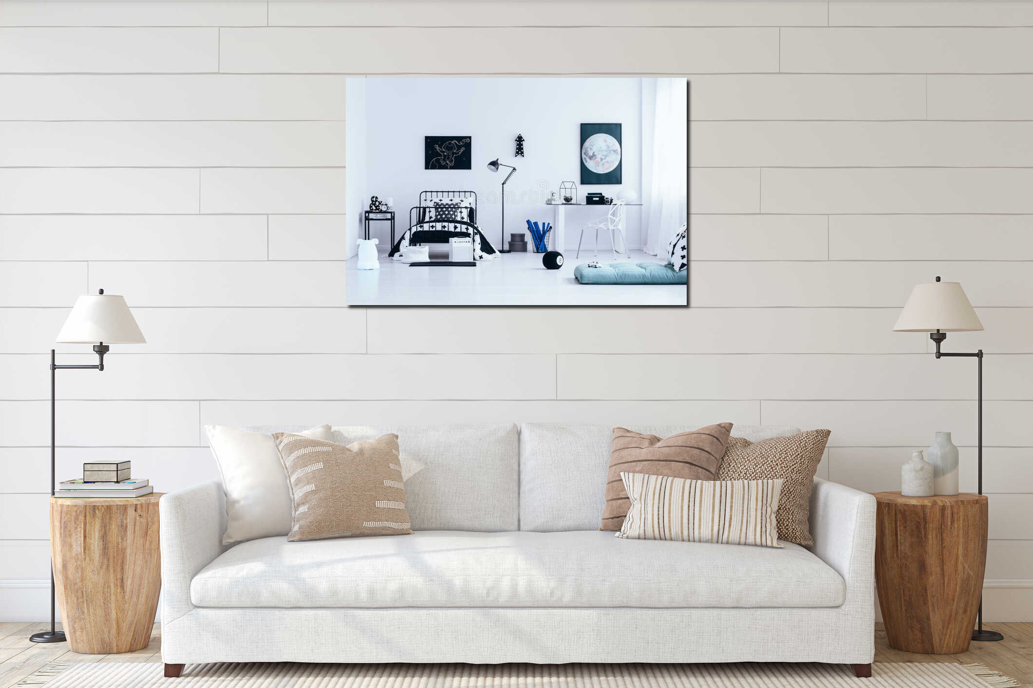 Canvas hanging interior mockup