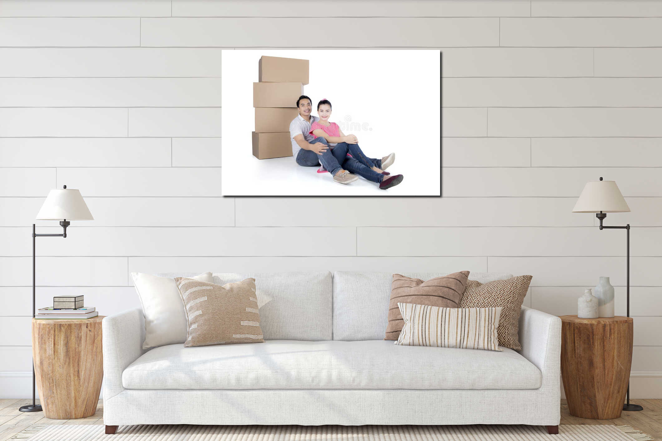 Canvas hanging interior mockup