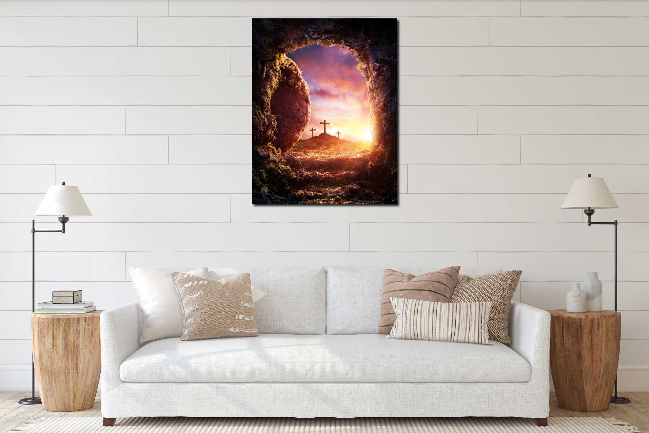 Canvas hanging interior mockup