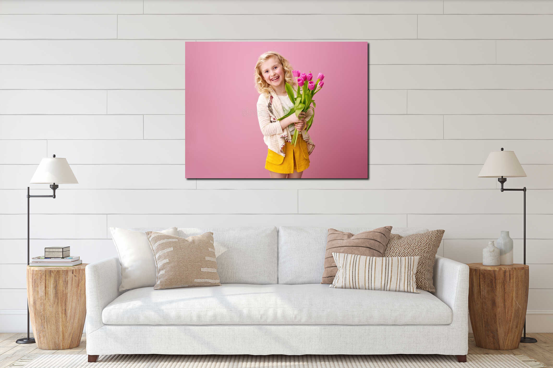 Canvas hanging interior mockup