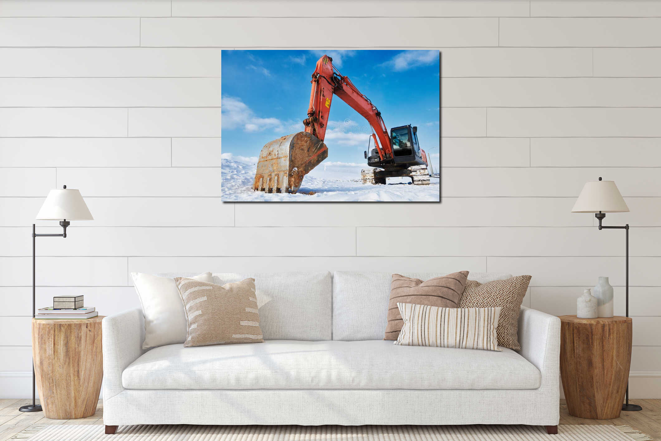 Canvas hanging interior mockup