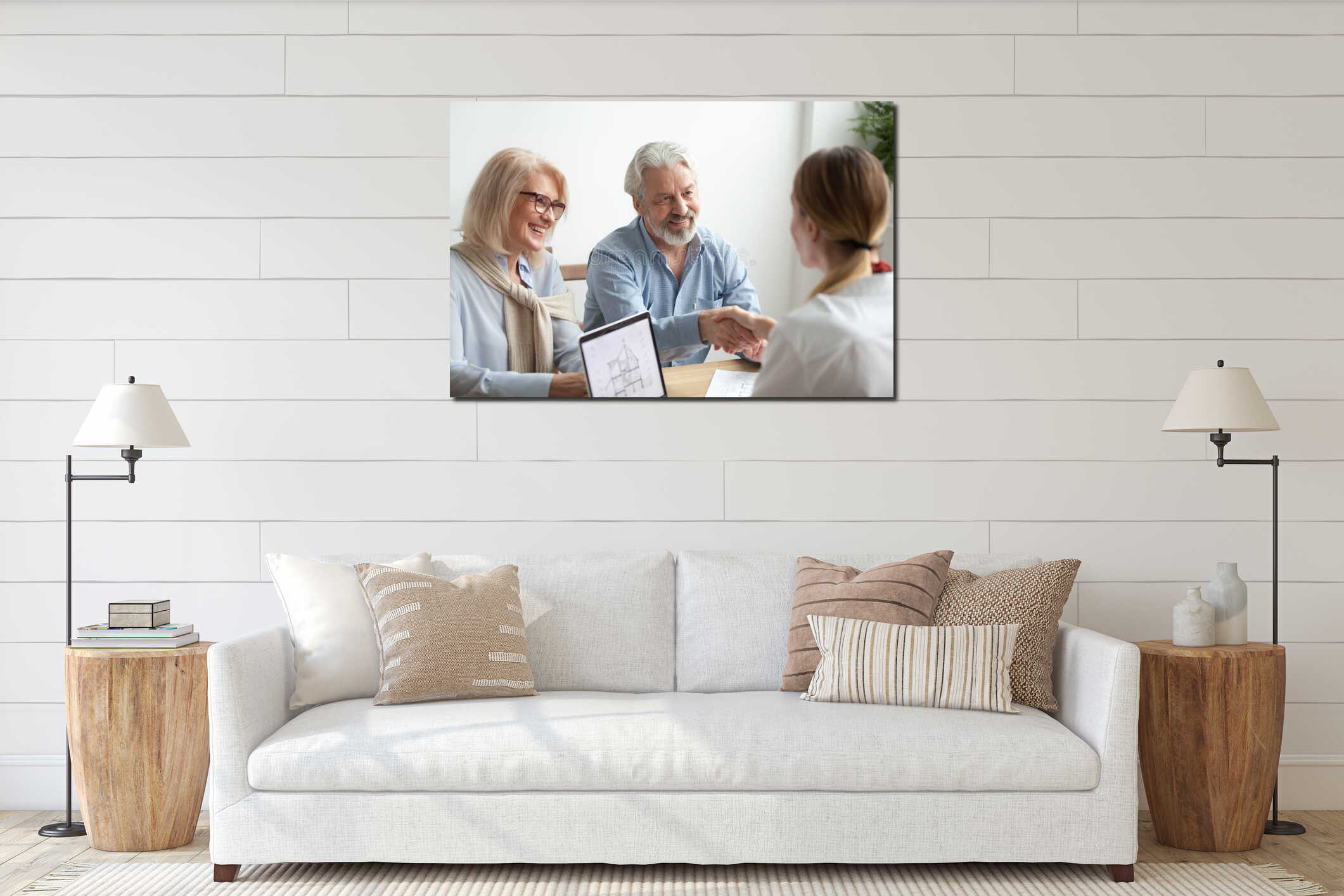 Canvas hanging interior mockup
