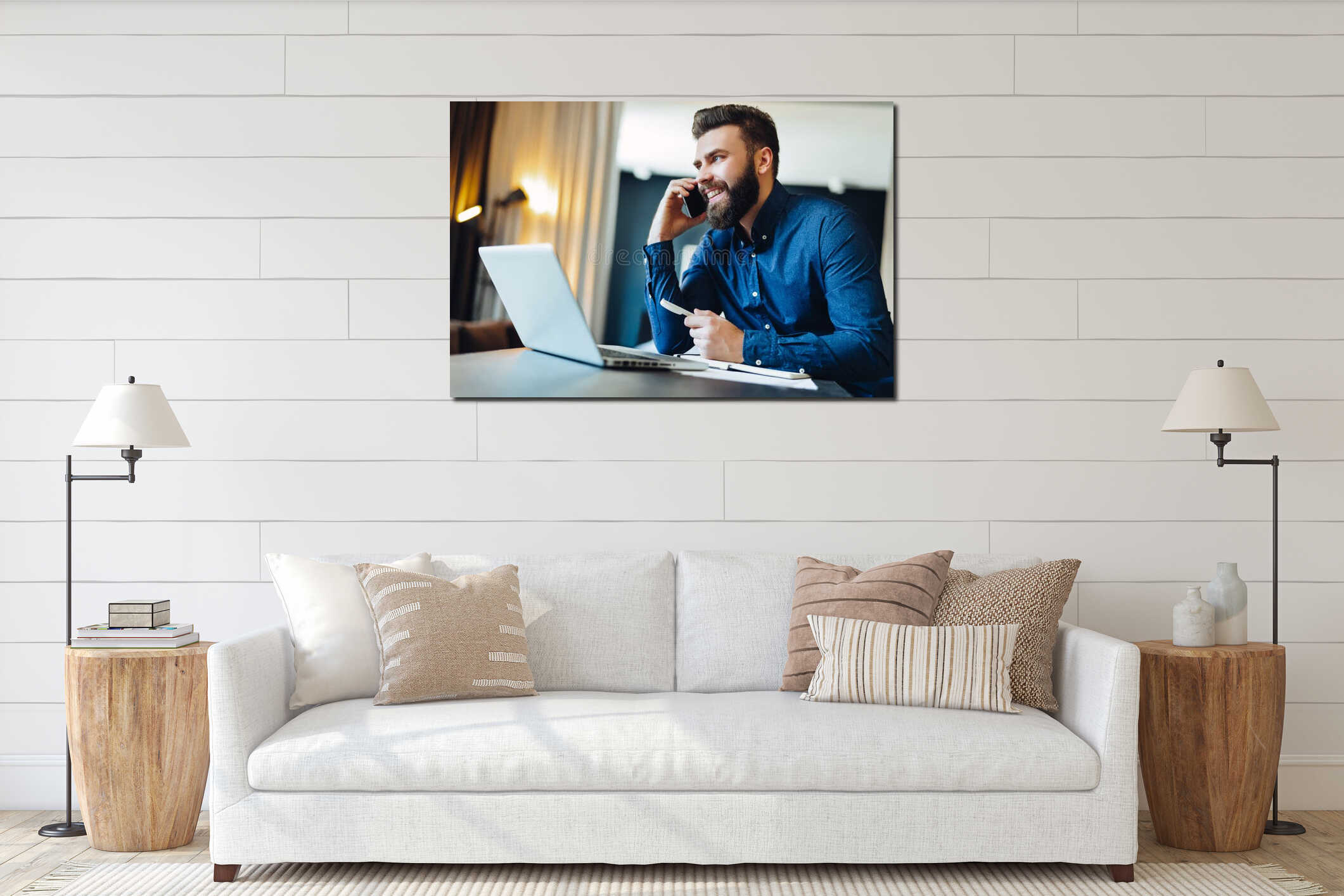 Canvas hanging interior mockup