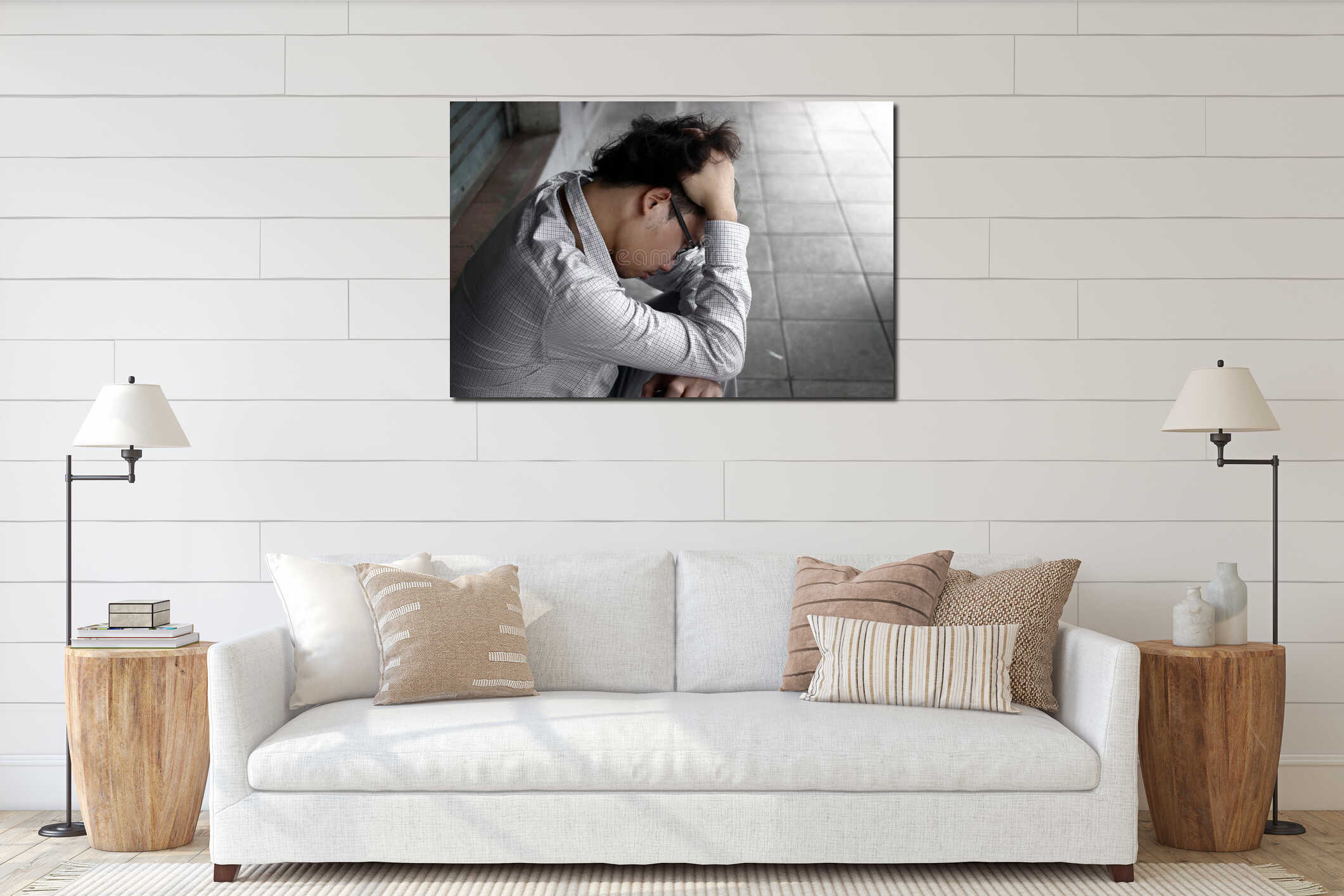 Canvas hanging interior mockup