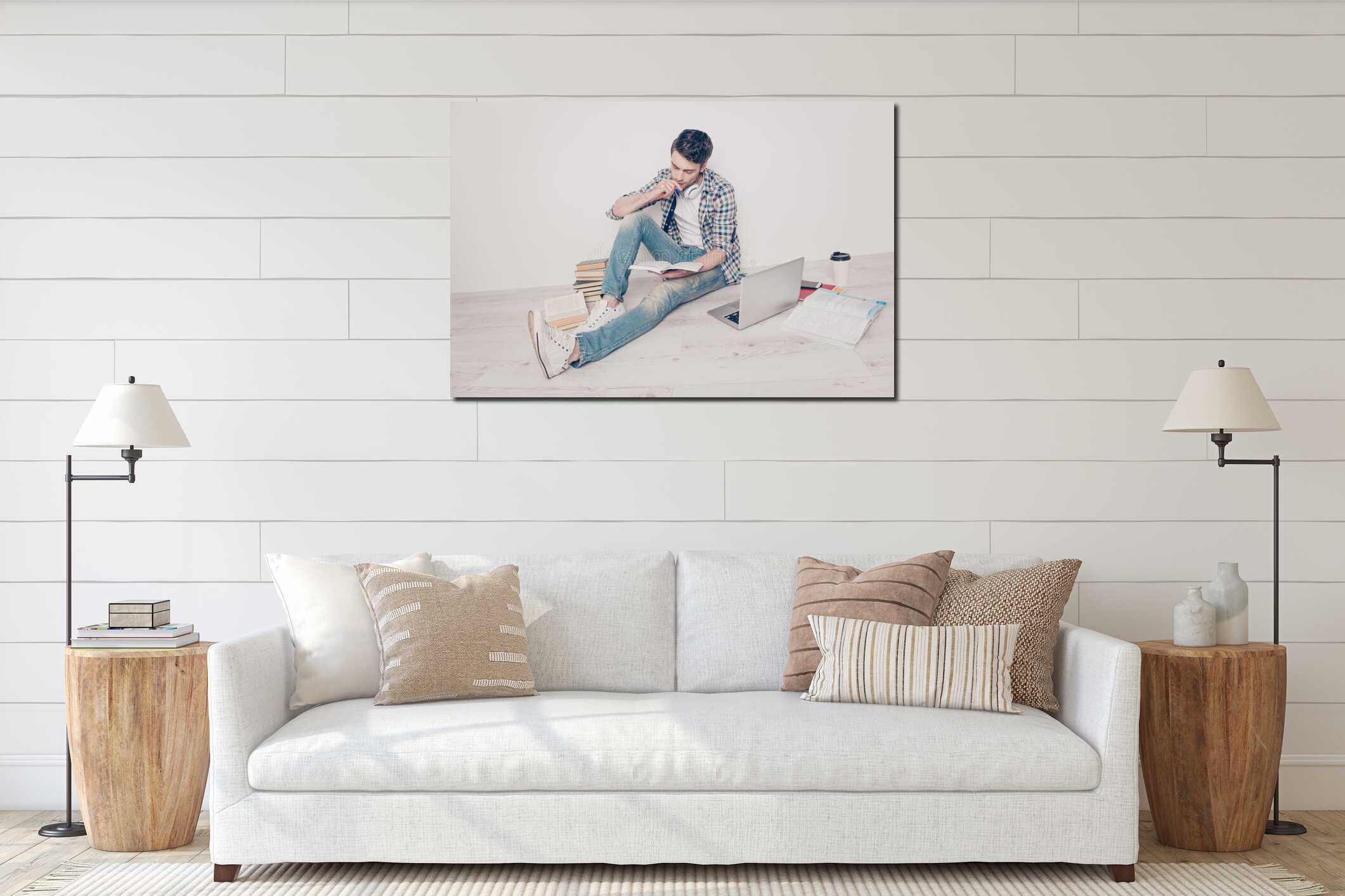 Canvas hanging interior mockup