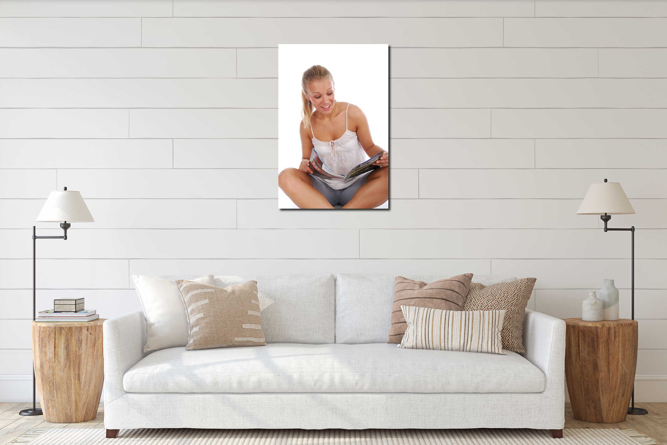 Canvas hanging interior mockup