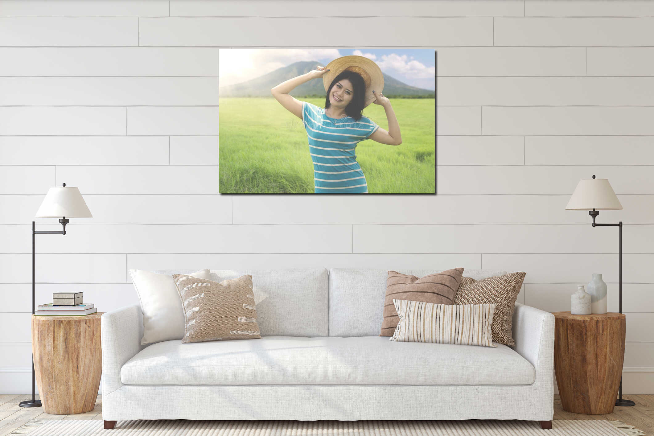 Canvas hanging interior mockup