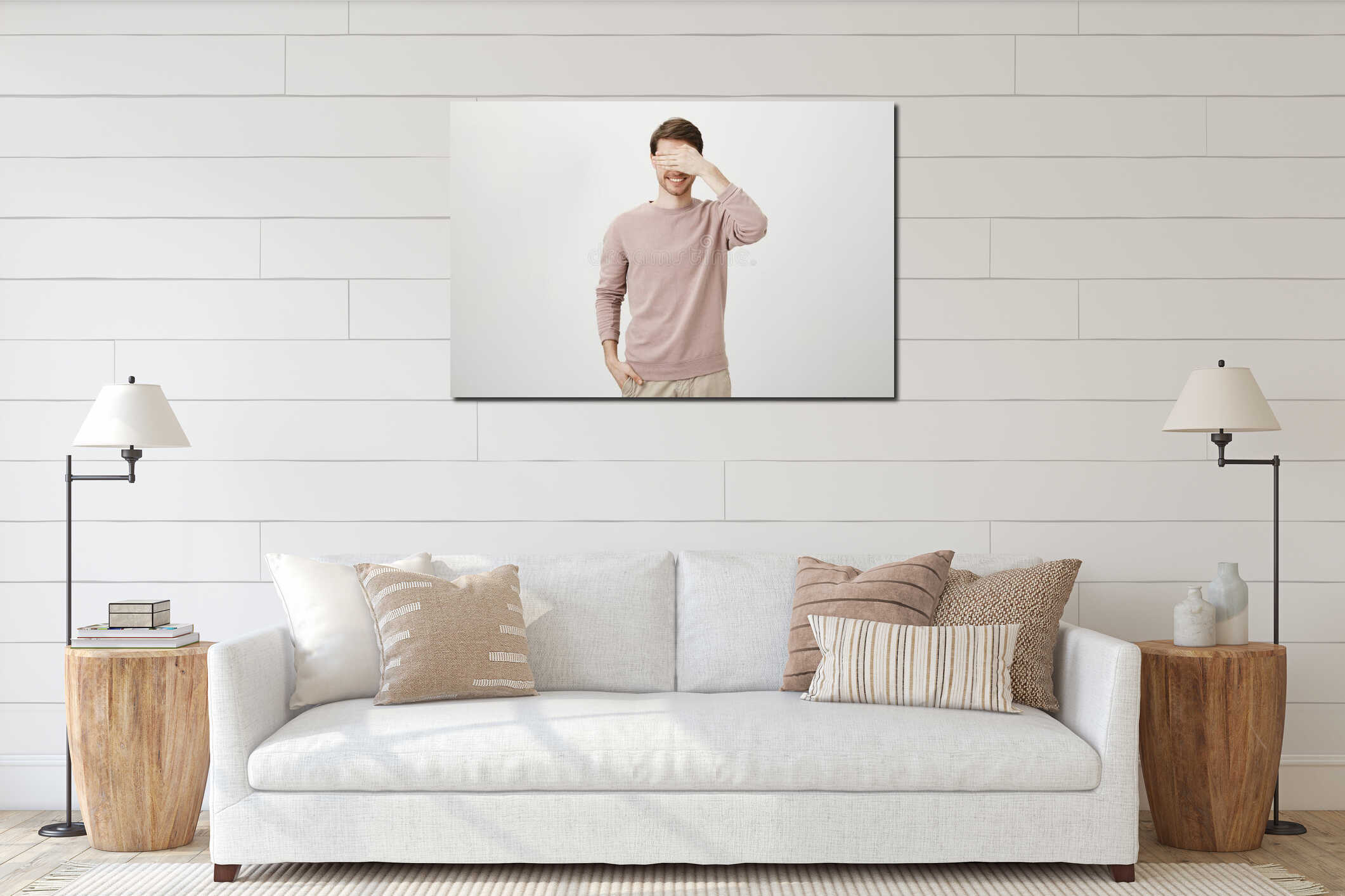 Canvas hanging interior mockup