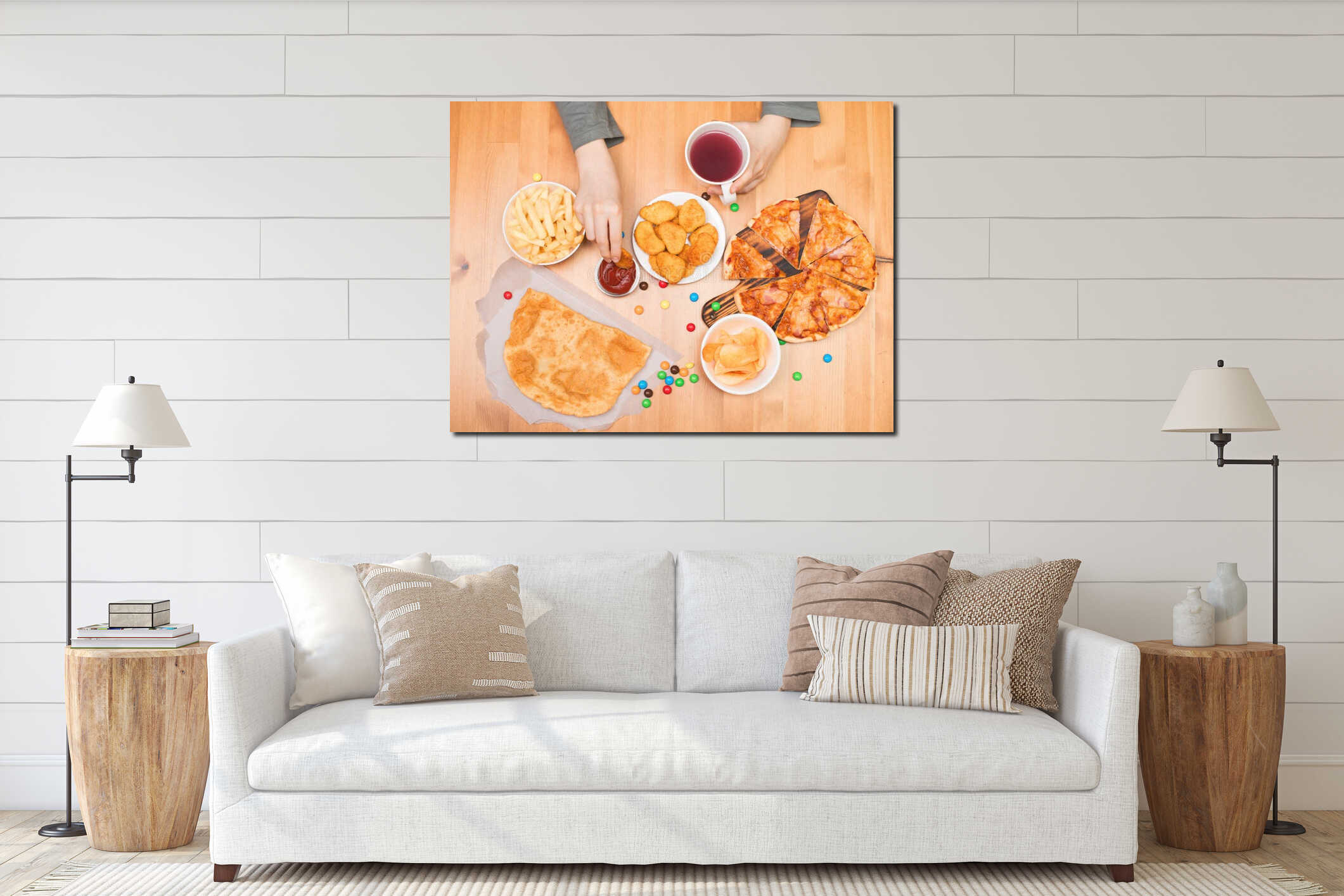 Canvas hanging interior mockup