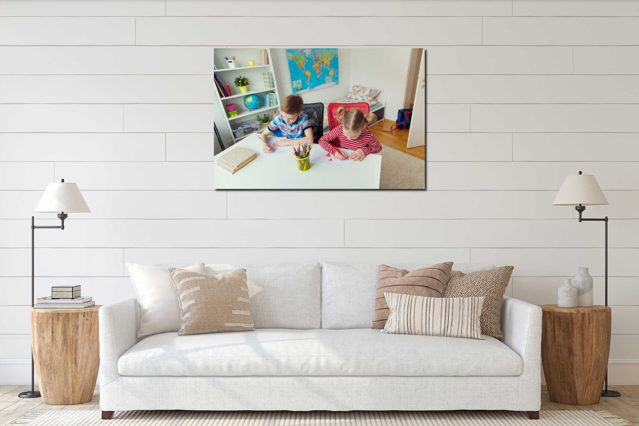 Canvas hanging interior mockup