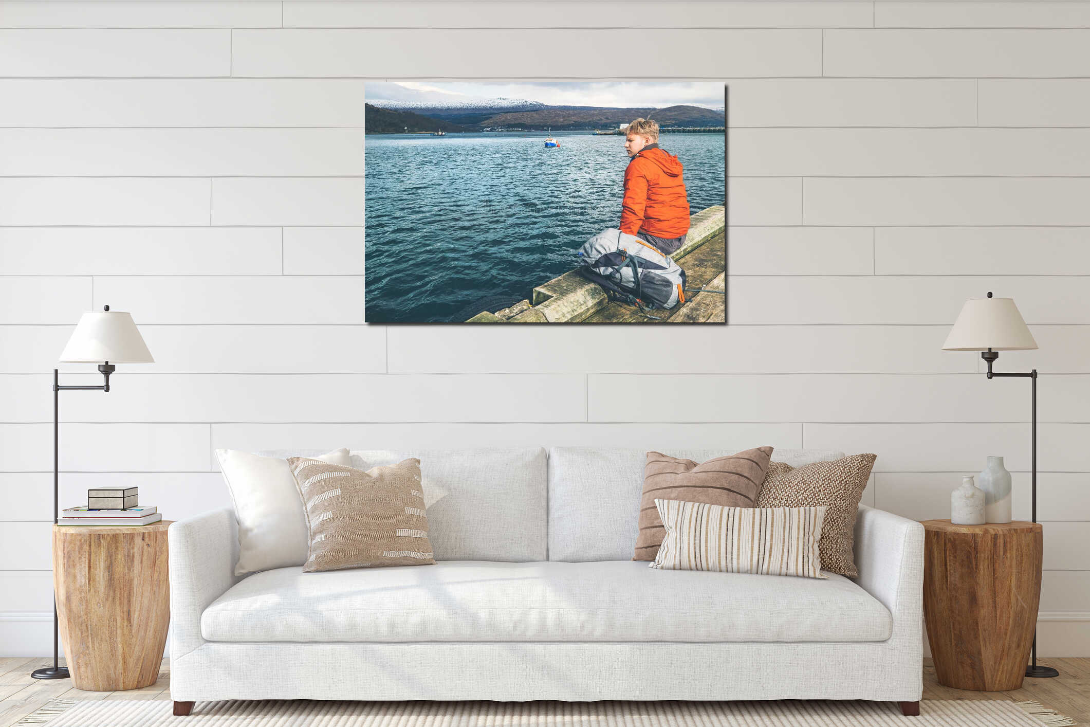 Canvas hanging interior mockup