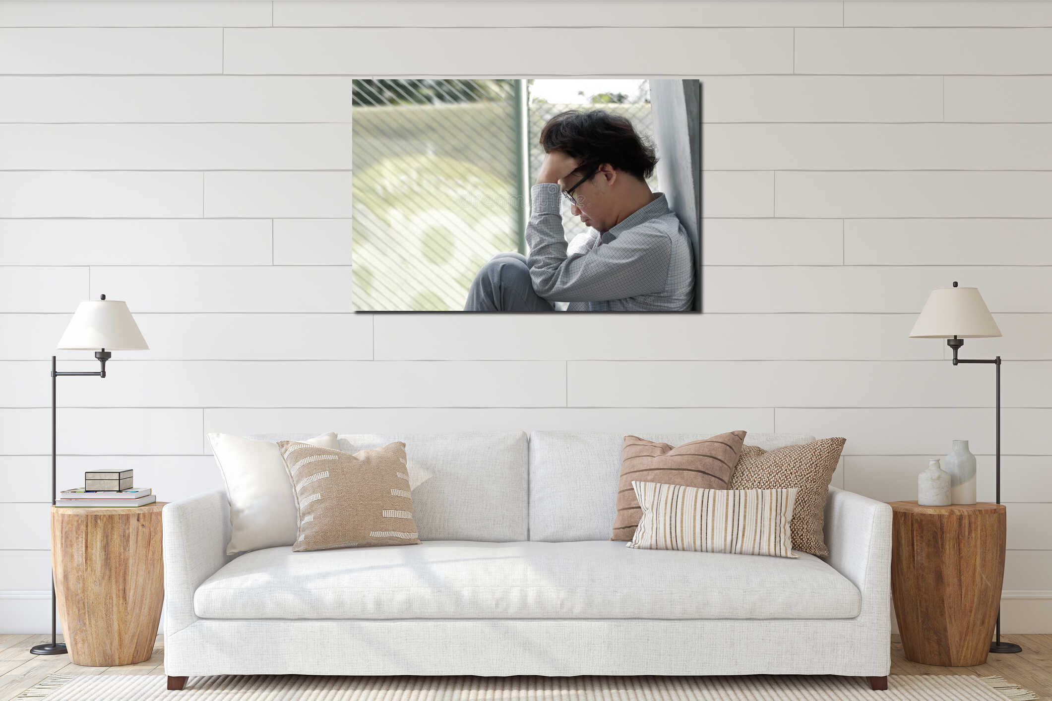 Canvas hanging interior mockup