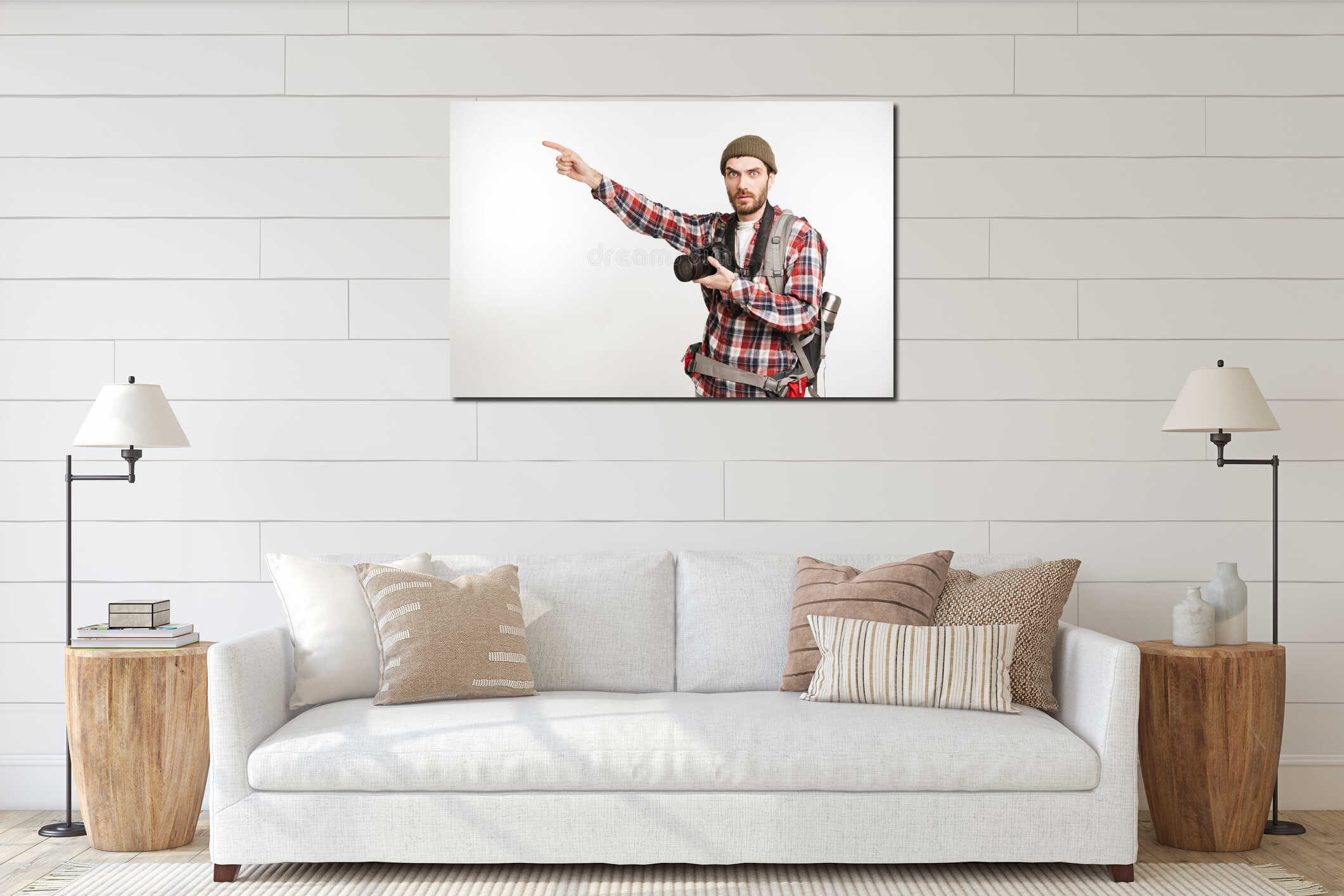 Canvas hanging interior mockup