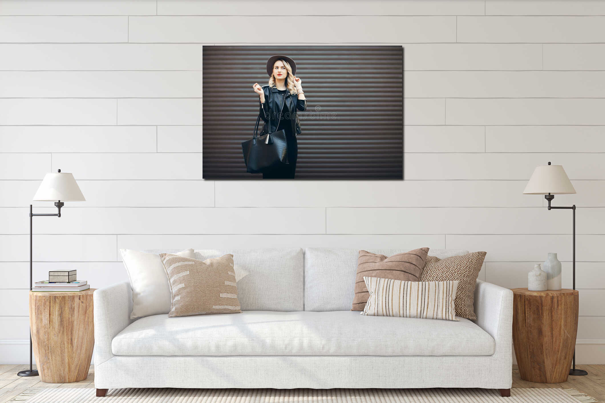 Canvas hanging interior mockup