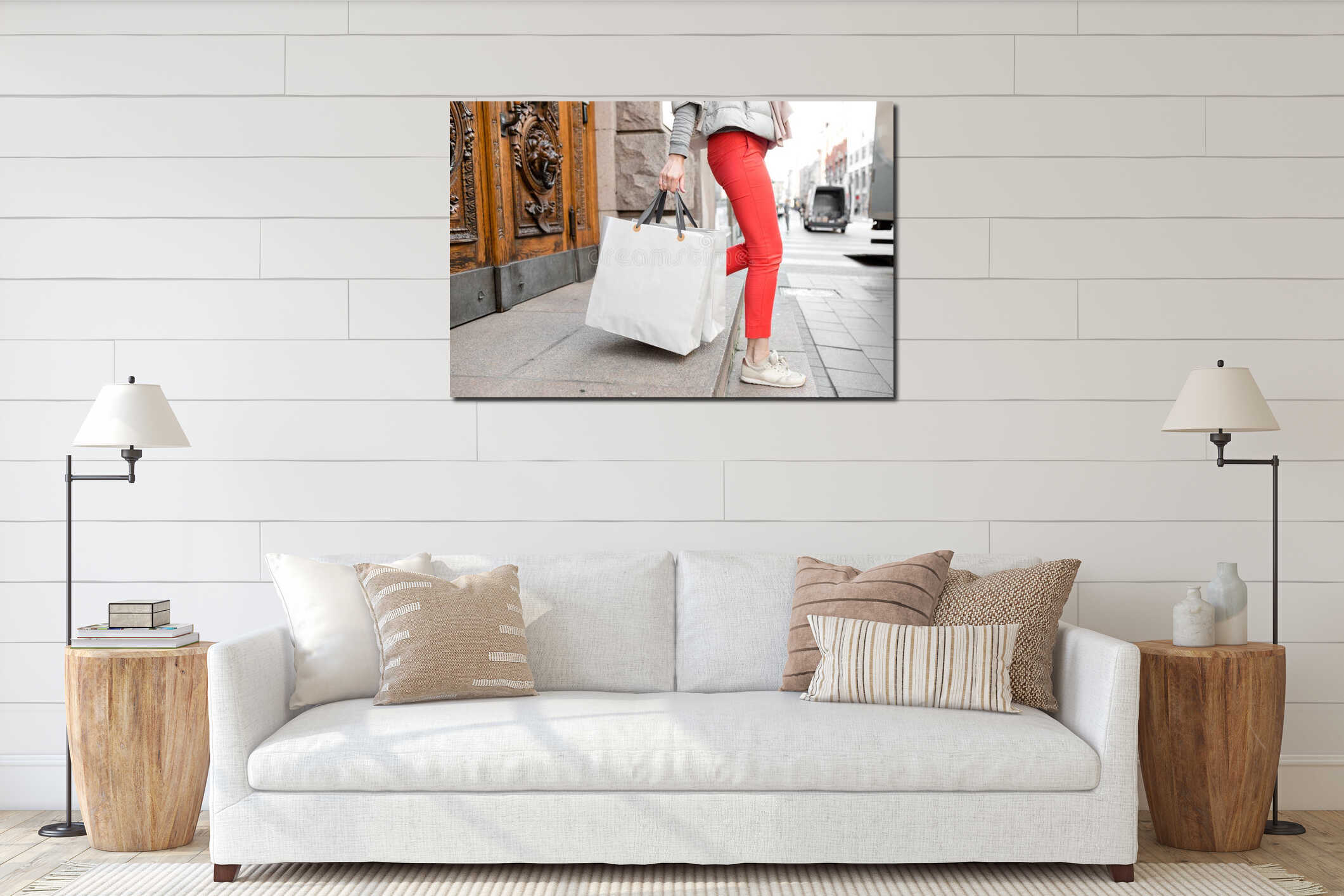Canvas hanging interior mockup