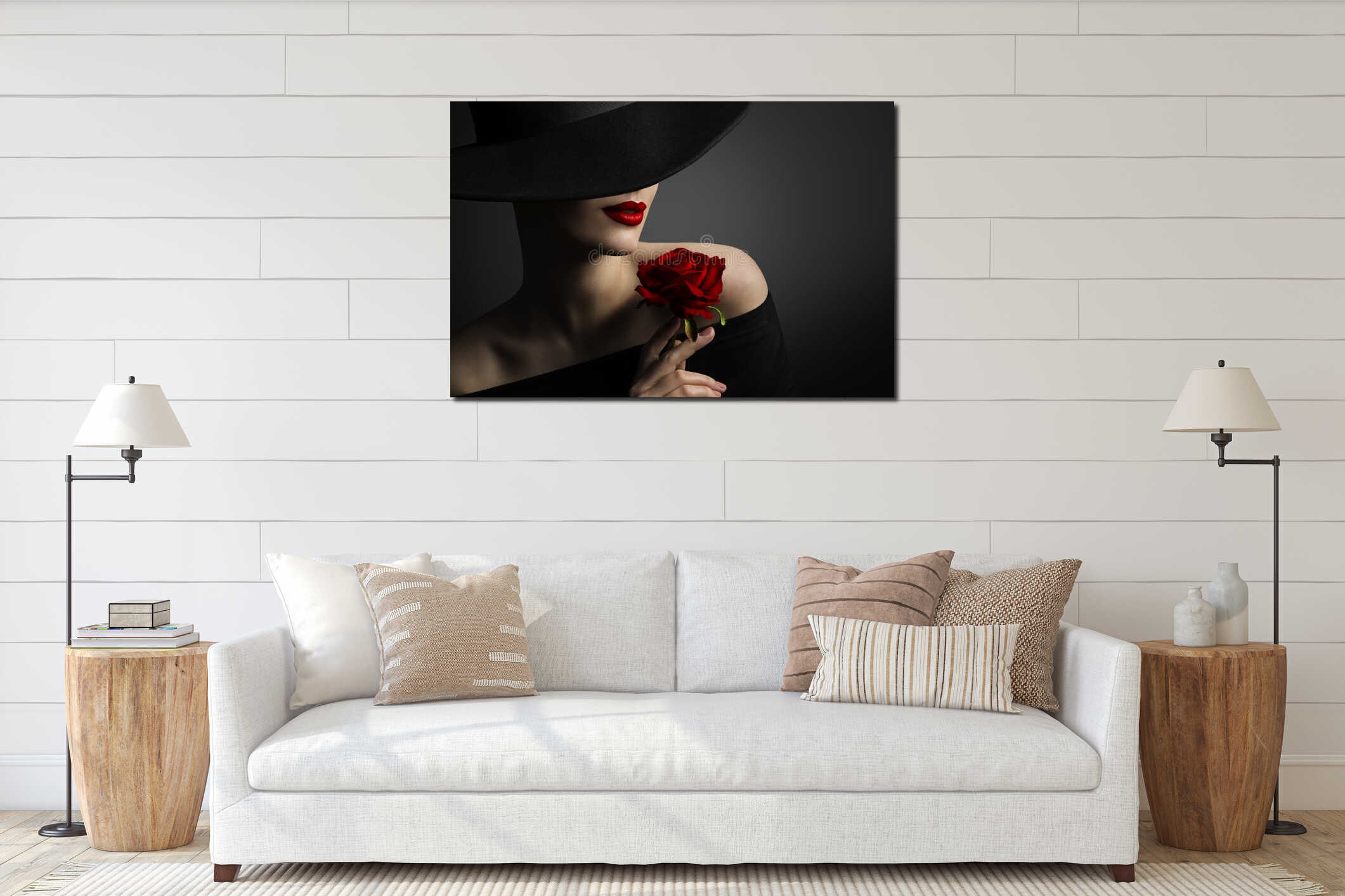 Canvas hanging interior mockup
