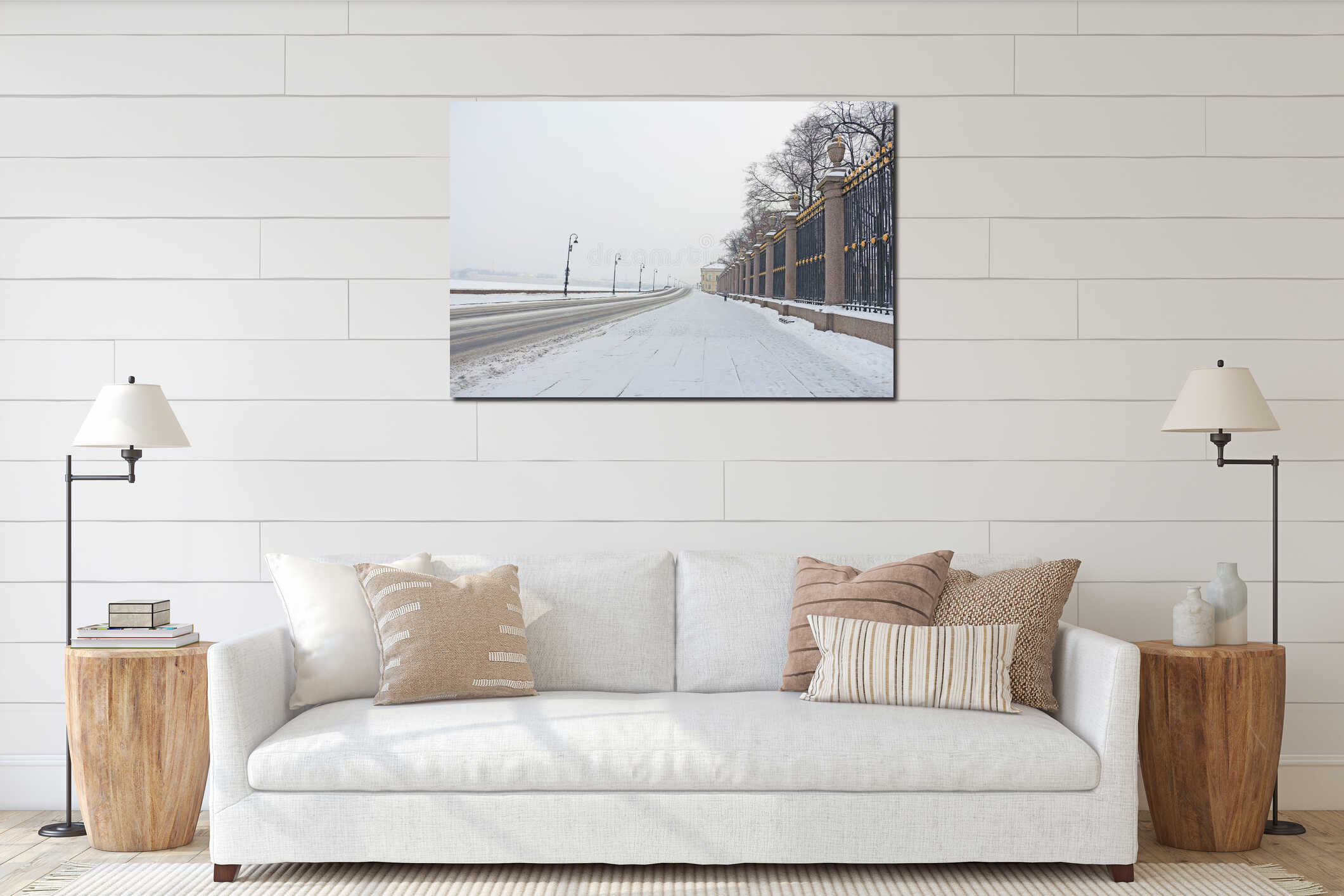 Canvas hanging interior mockup