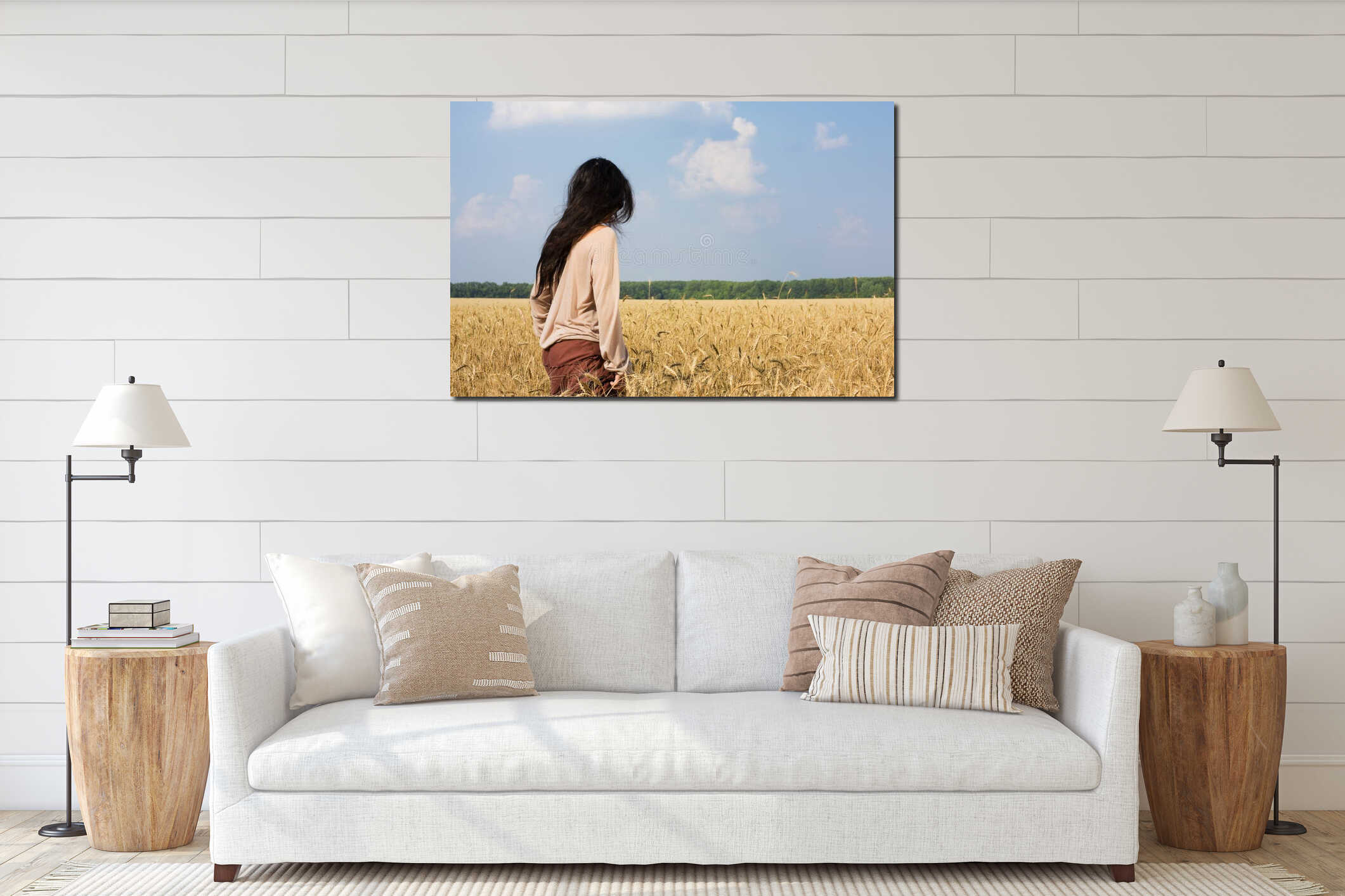 Canvas hanging interior mockup