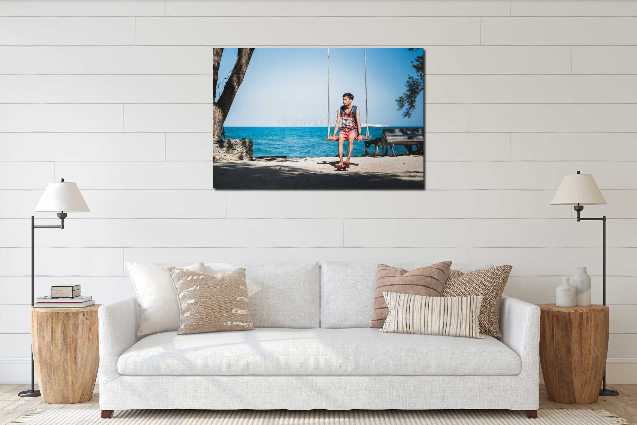 Canvas hanging interior mockup