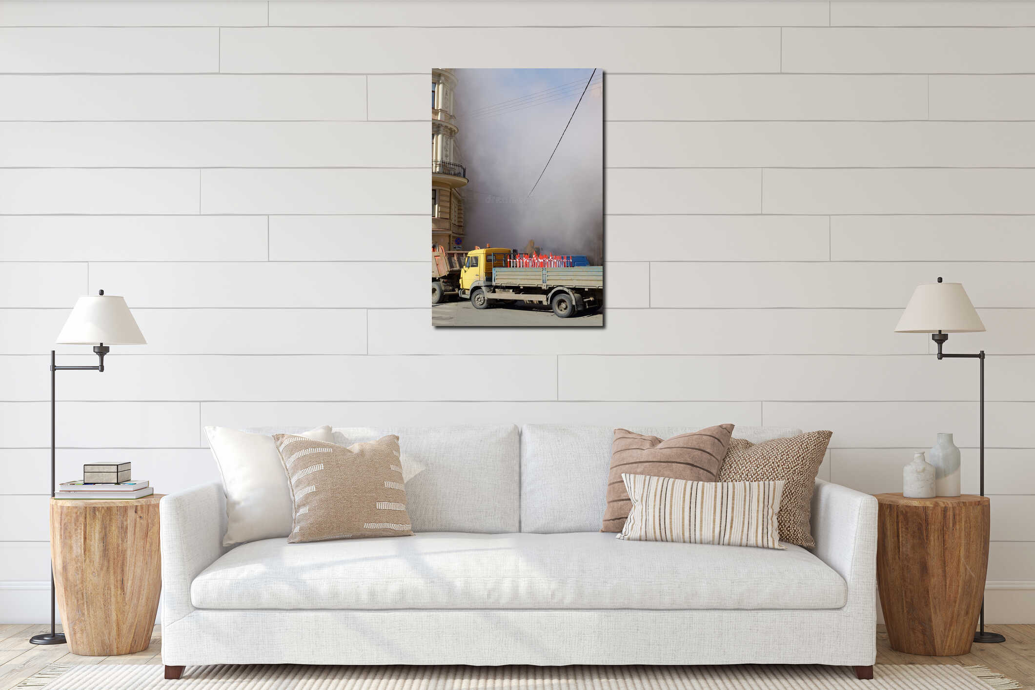 Canvas hanging interior mockup