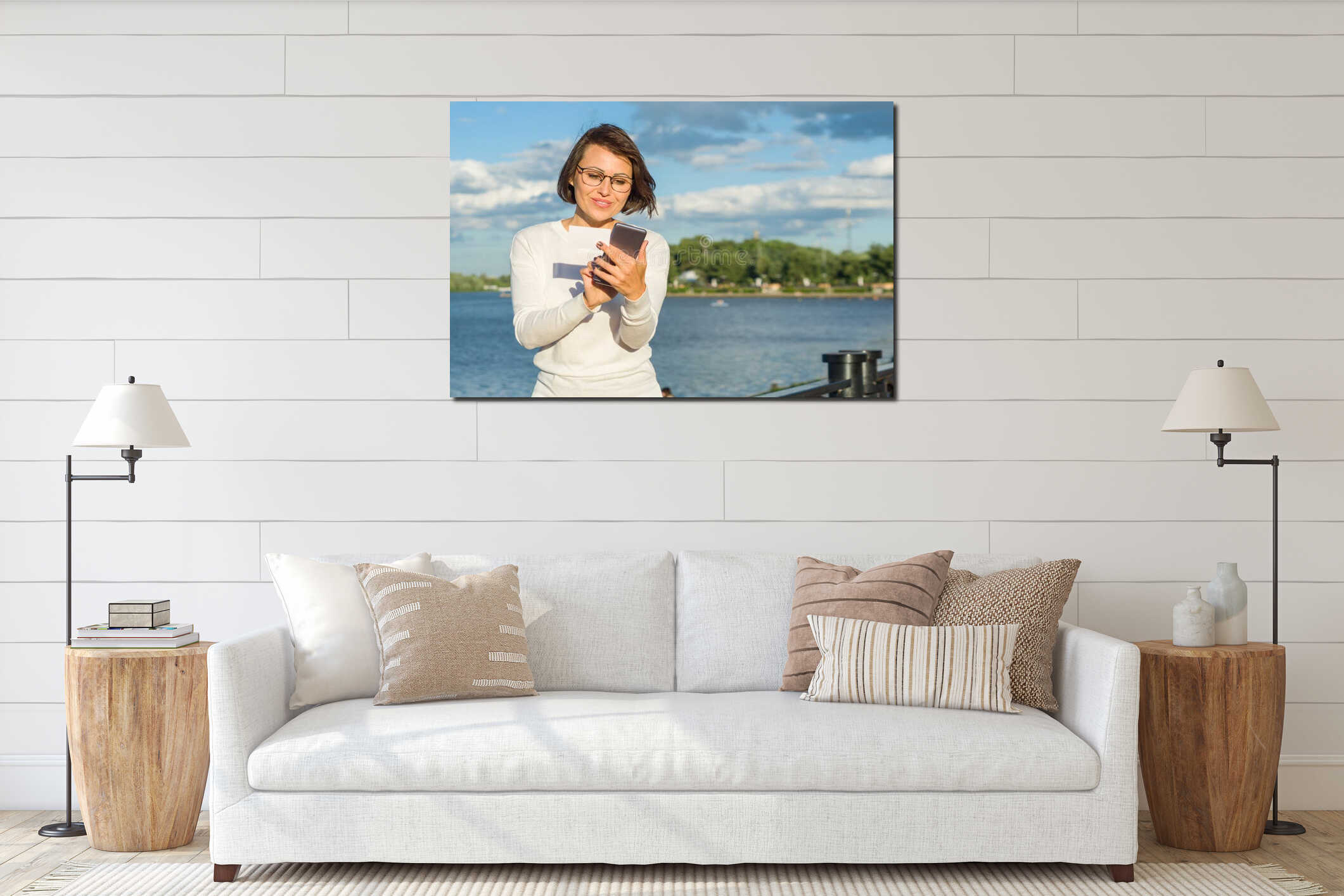 Canvas hanging interior mockup