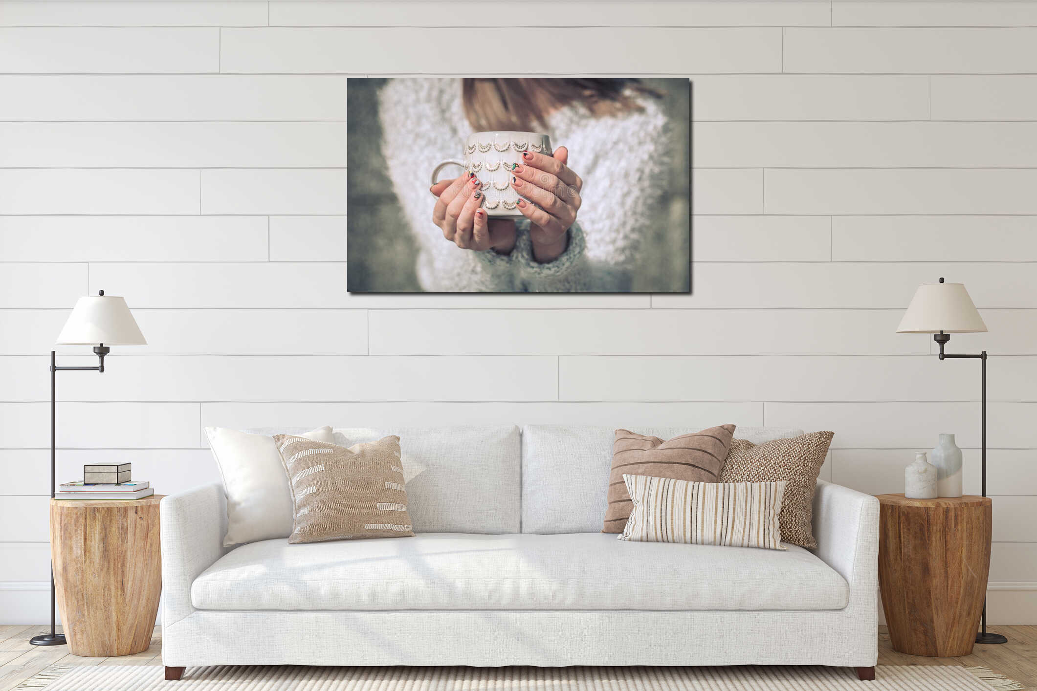 Canvas hanging interior mockup