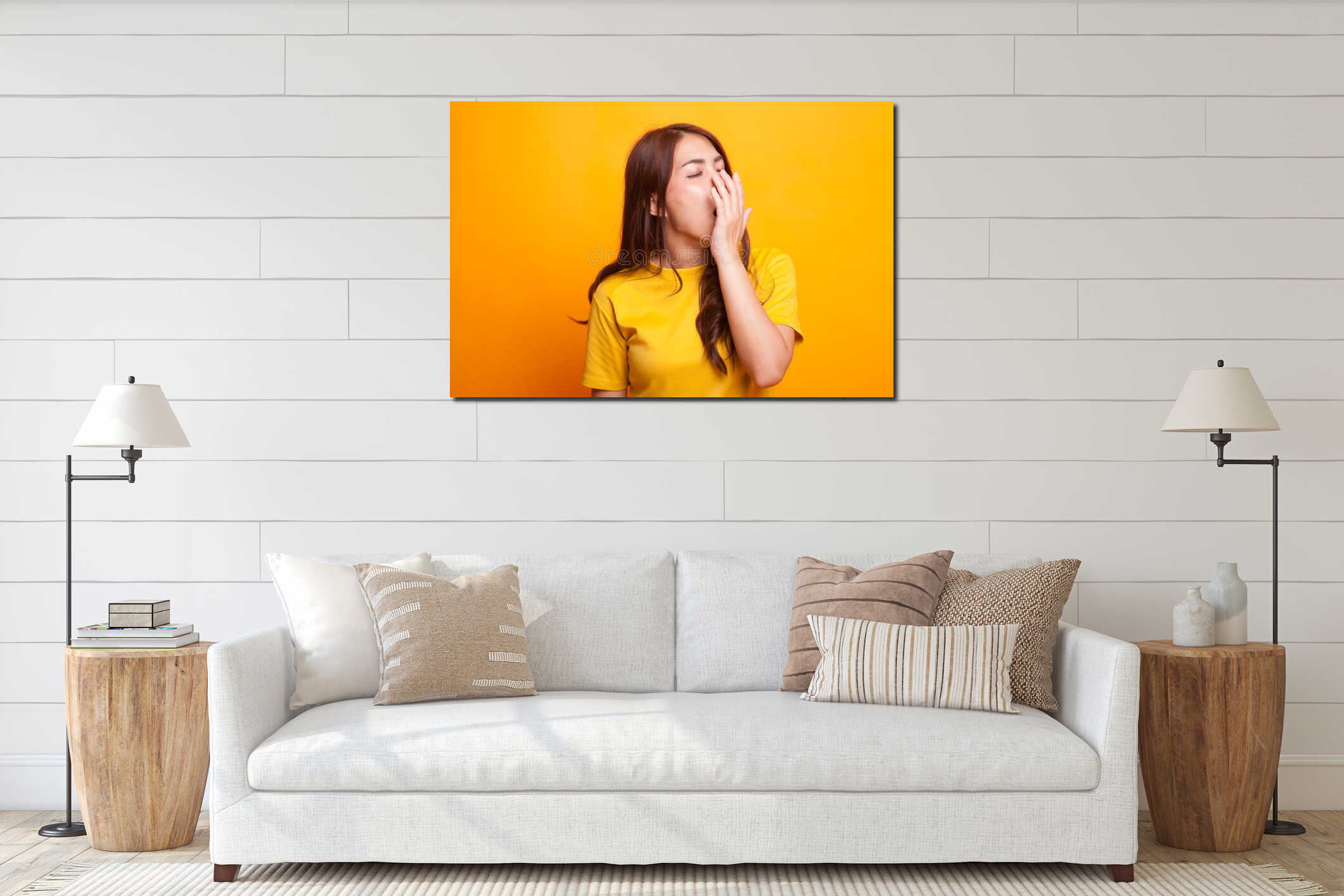 Canvas hanging interior mockup