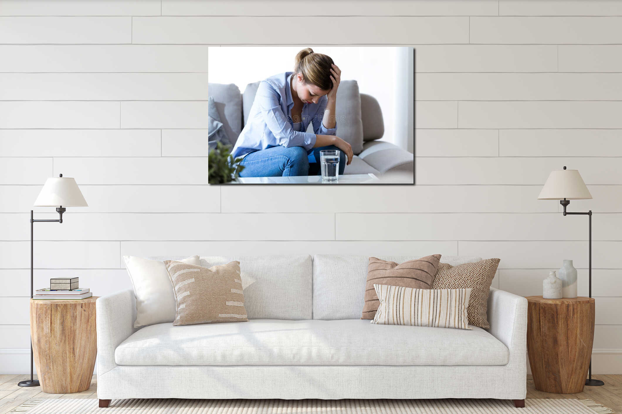 Canvas hanging interior mockup