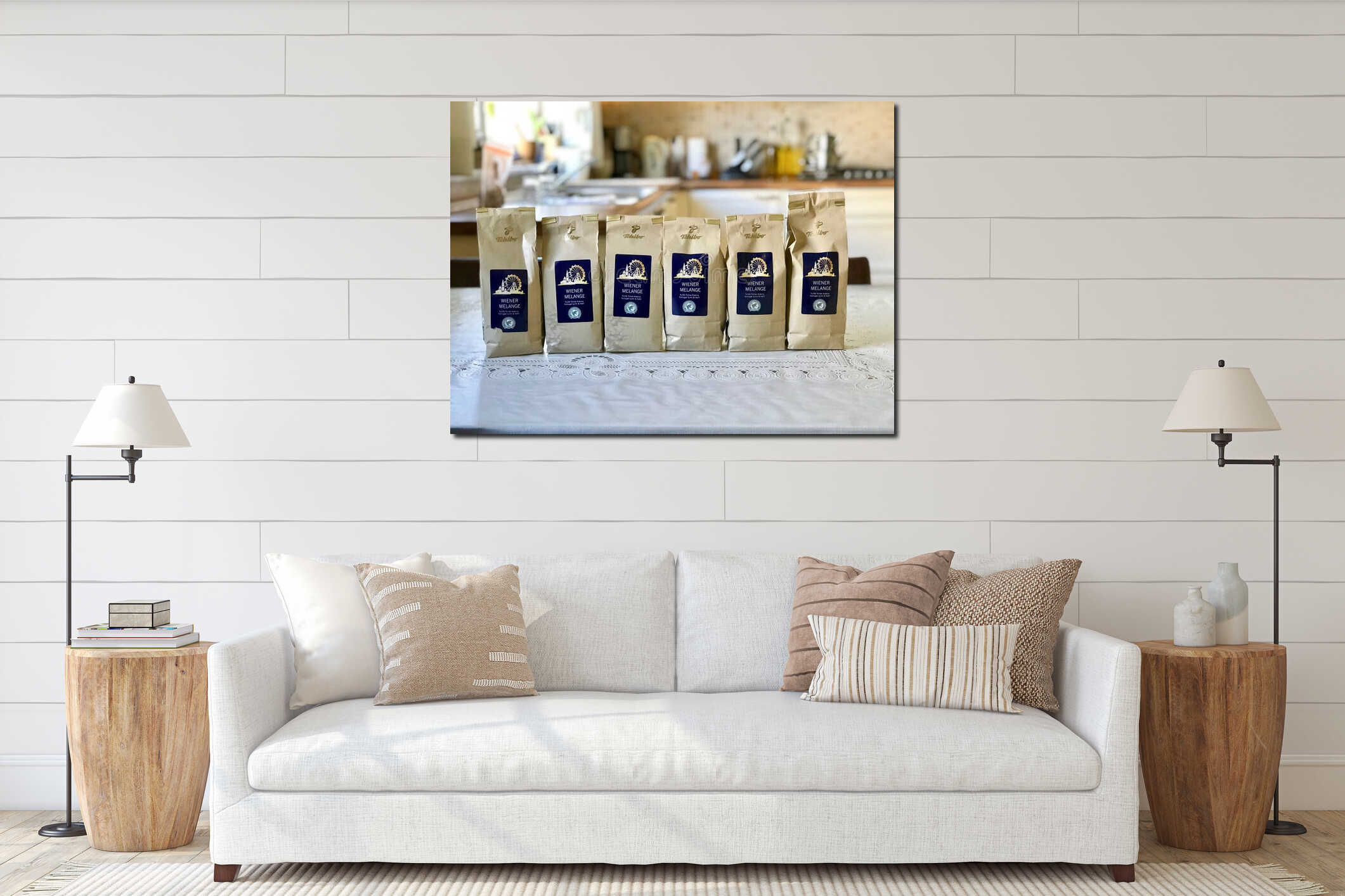 Canvas hanging interior mockup