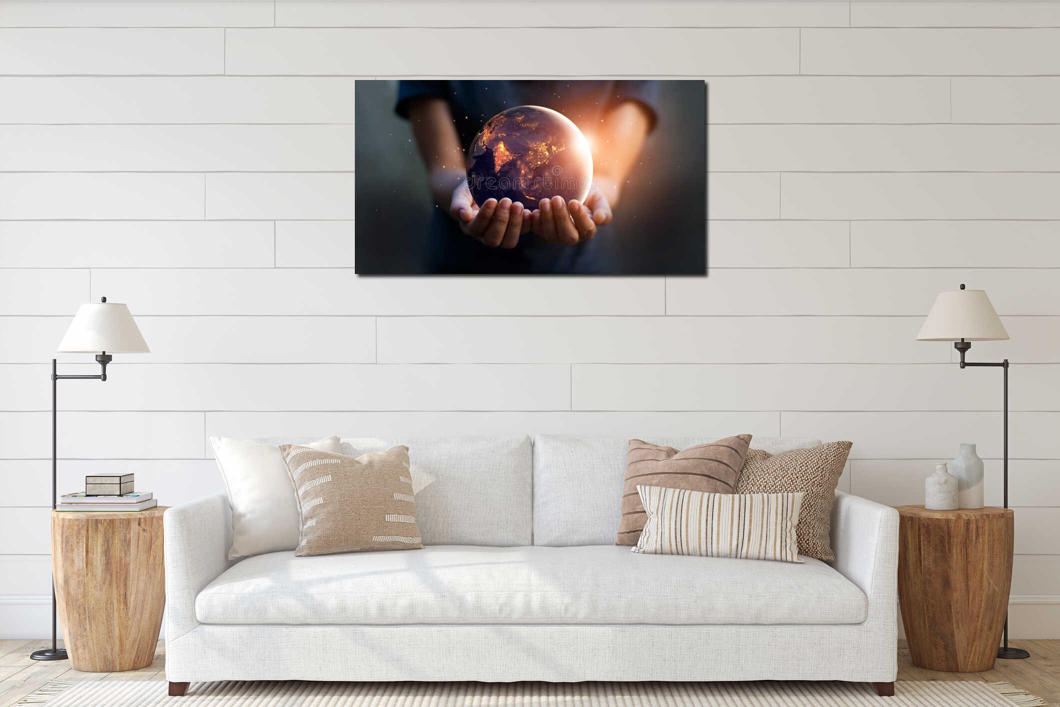Canvas hanging interior mockup