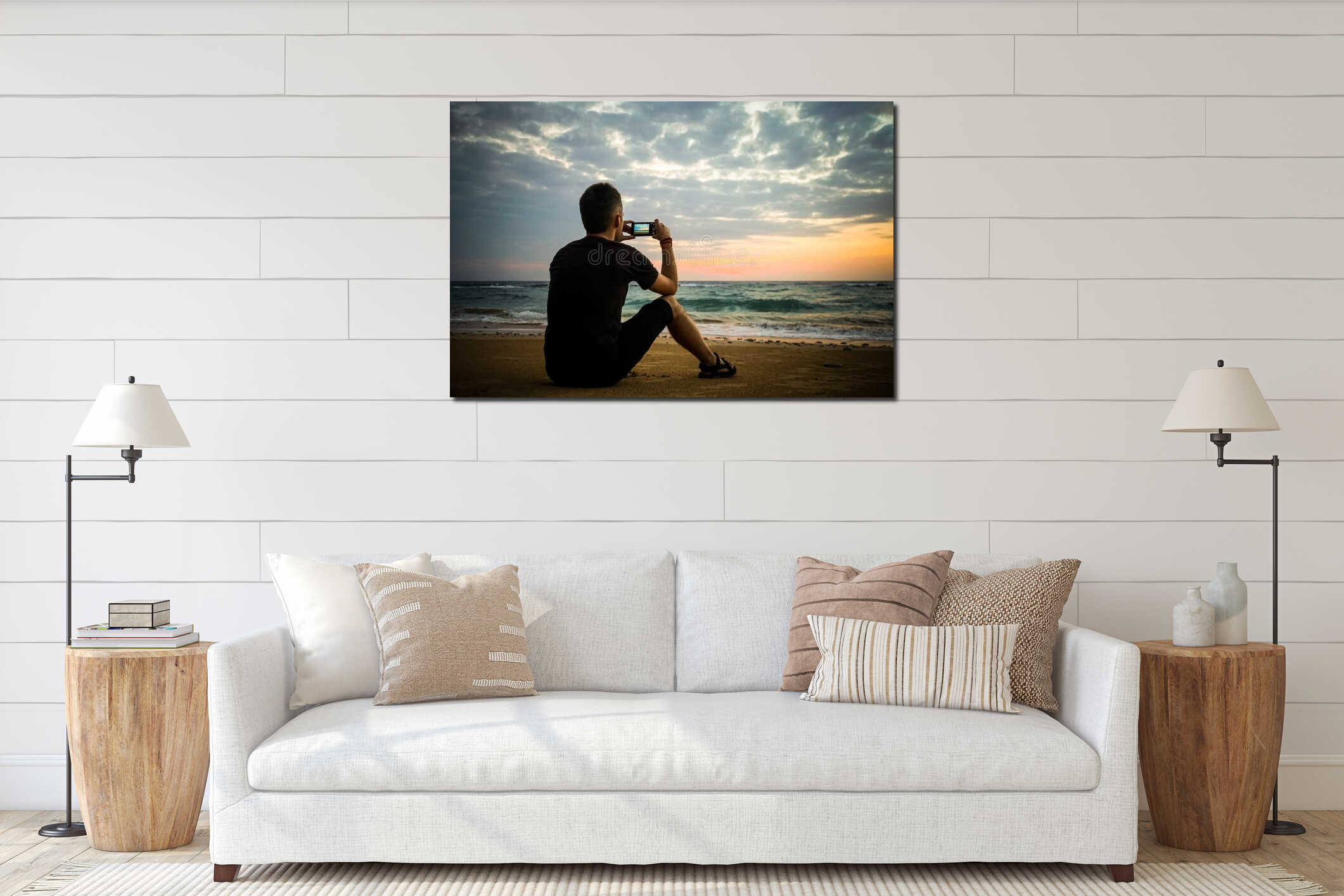 Canvas hanging interior mockup