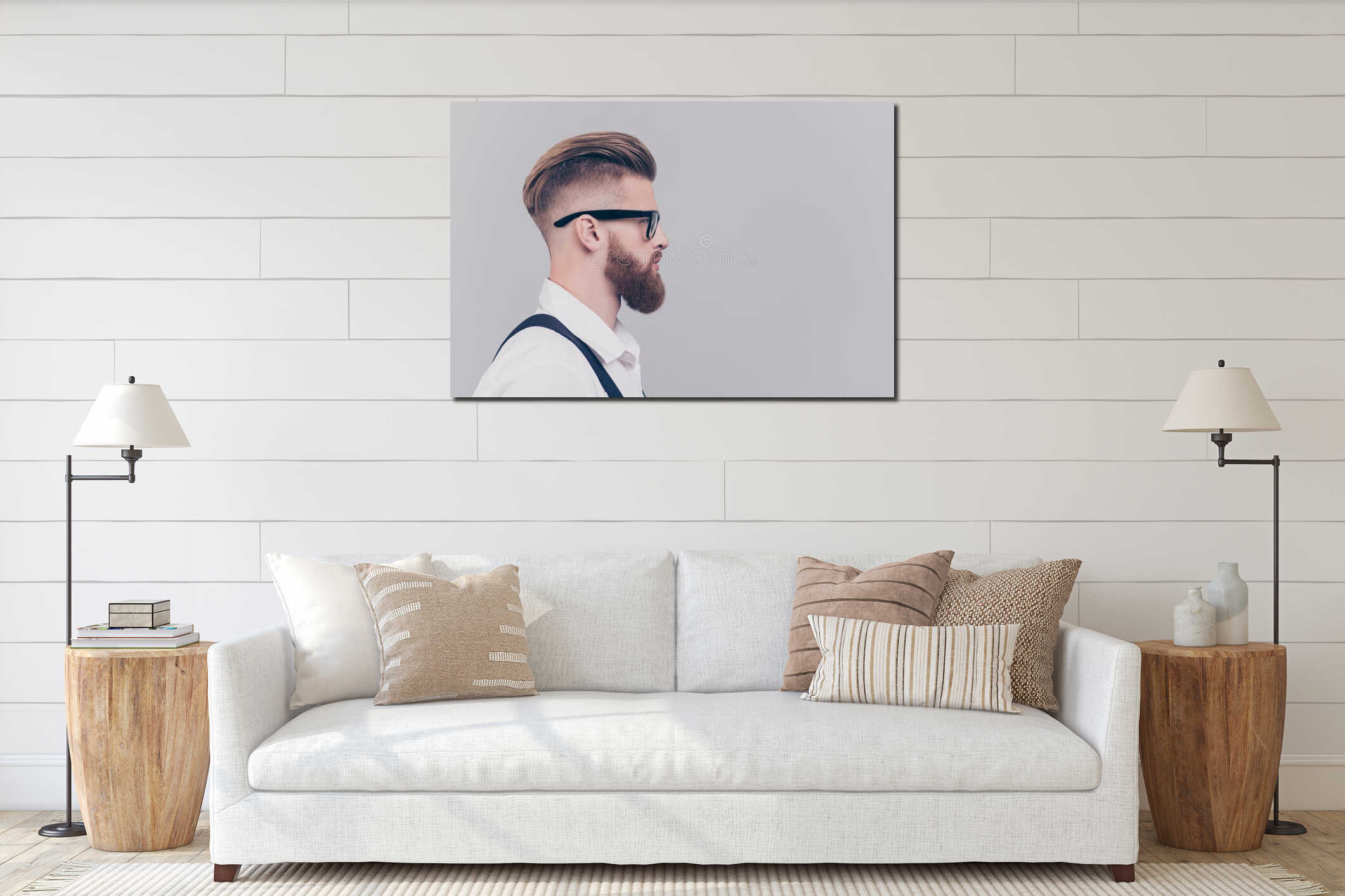 Canvas hanging interior mockup