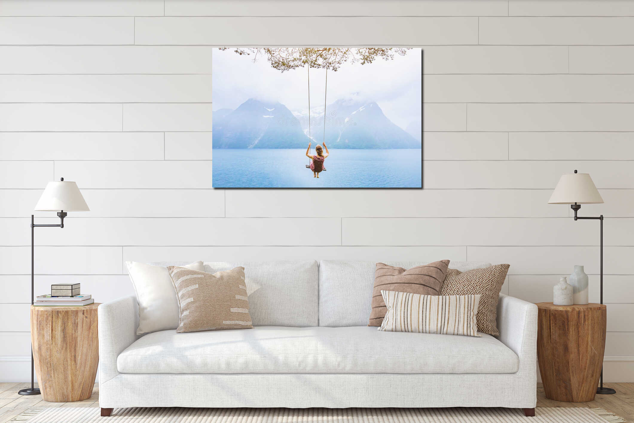 Canvas hanging interior mockup
