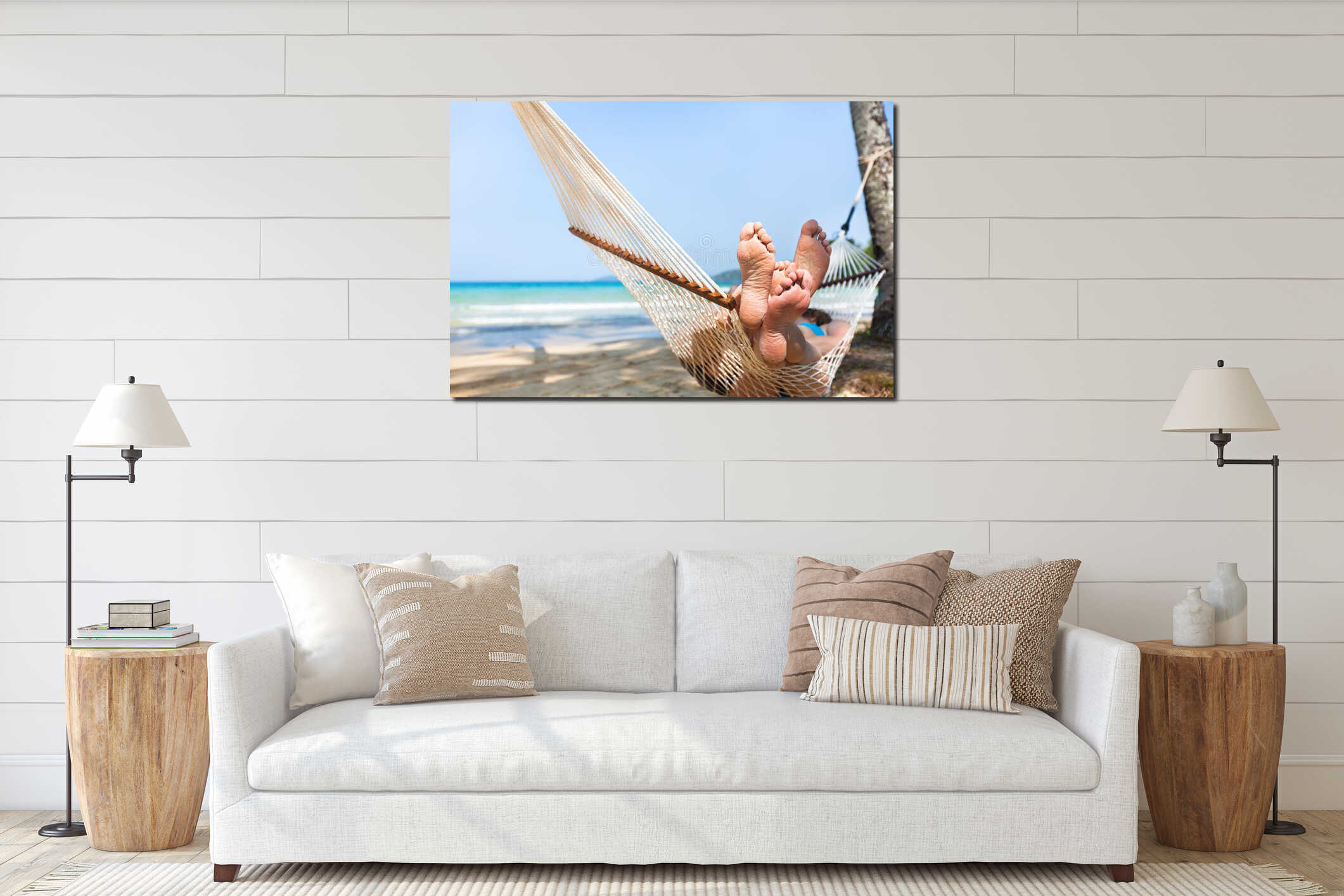 Canvas hanging interior mockup