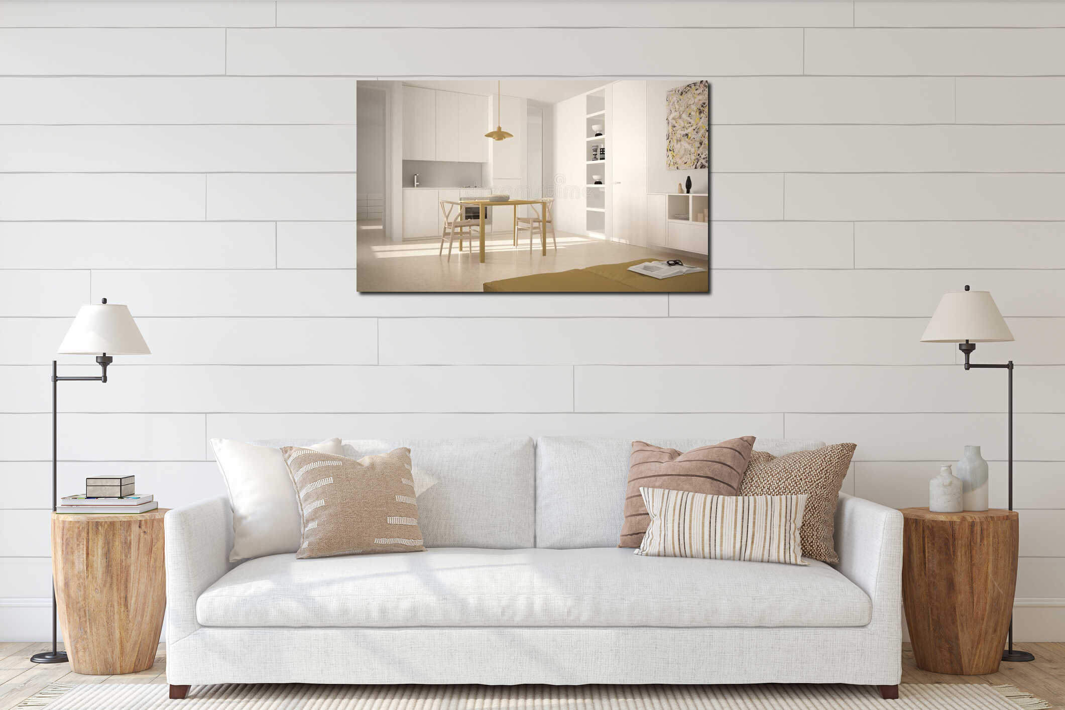 Canvas hanging interior mockup