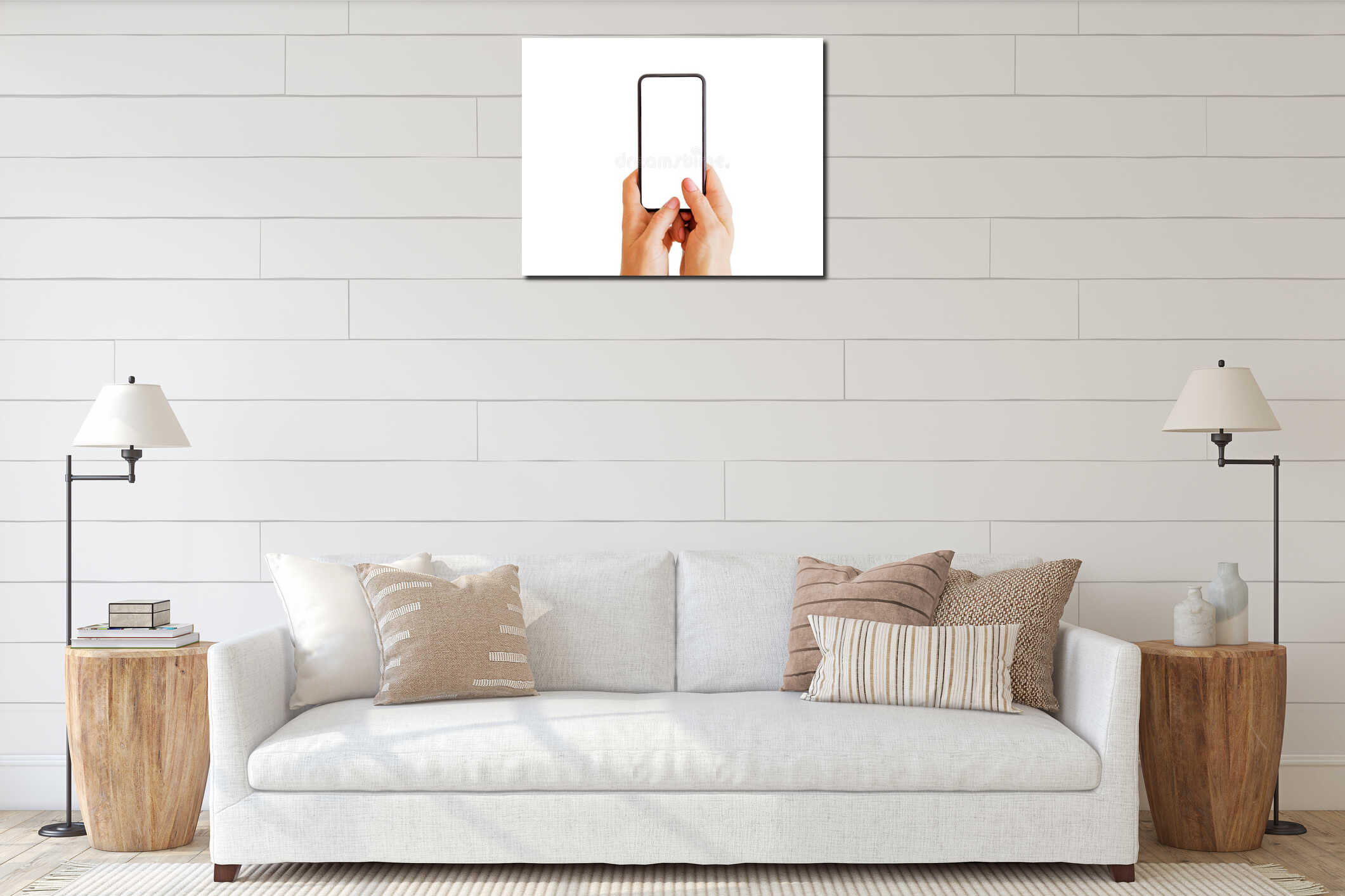 Canvas hanging interior mockup