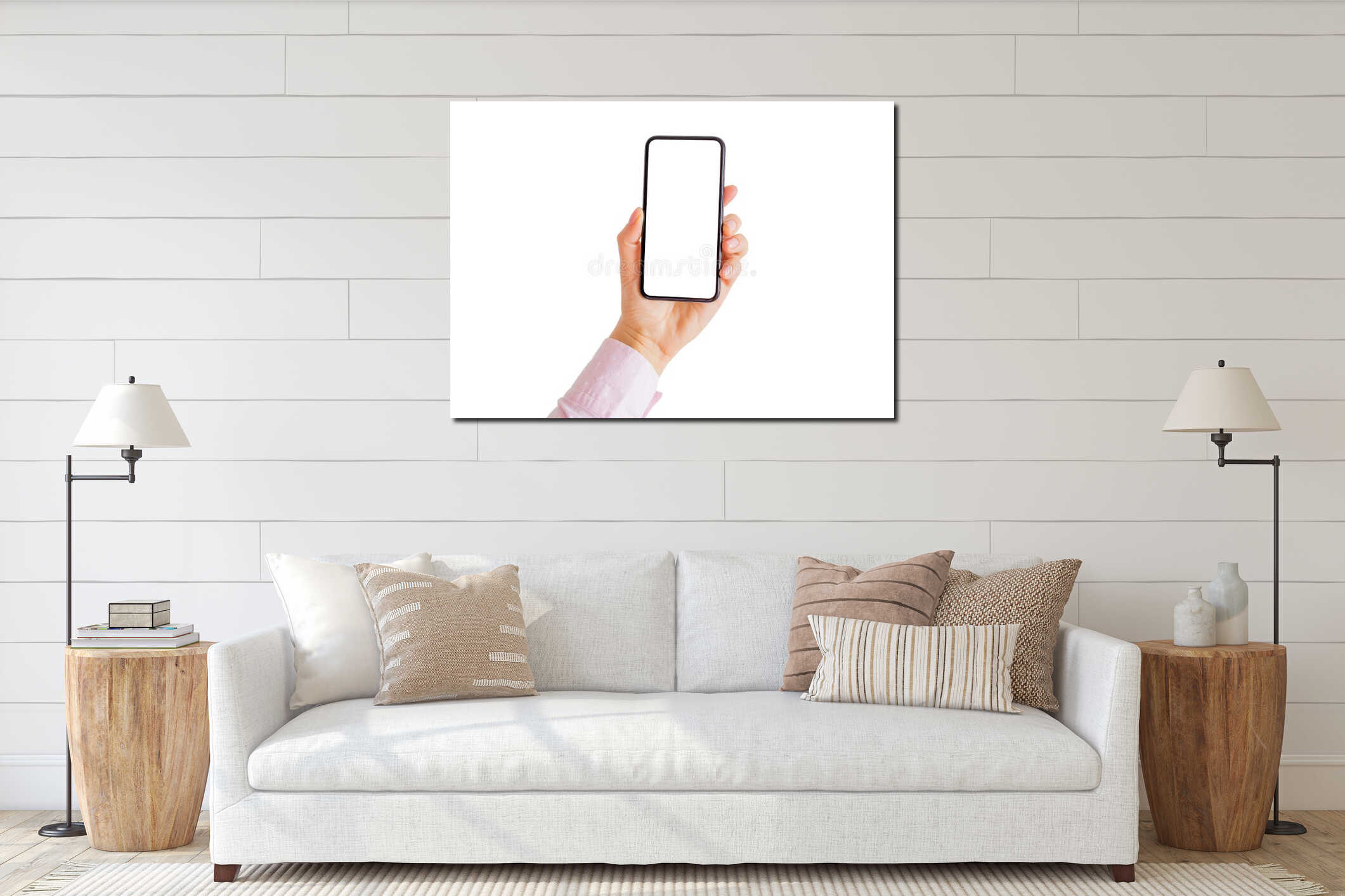 Canvas hanging interior mockup