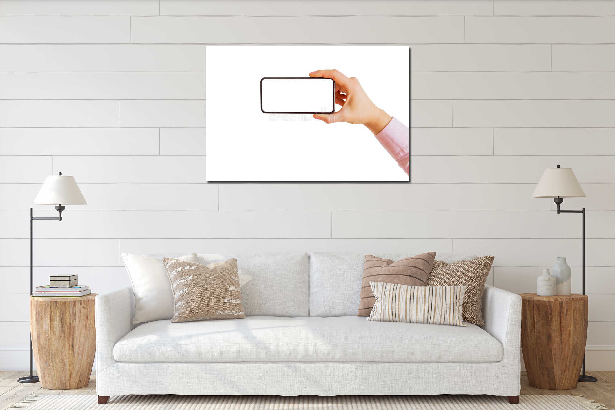 Canvas hanging interior mockup