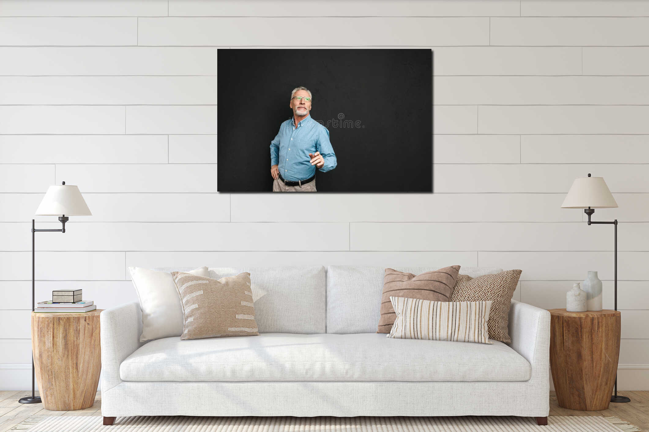 Canvas hanging interior mockup