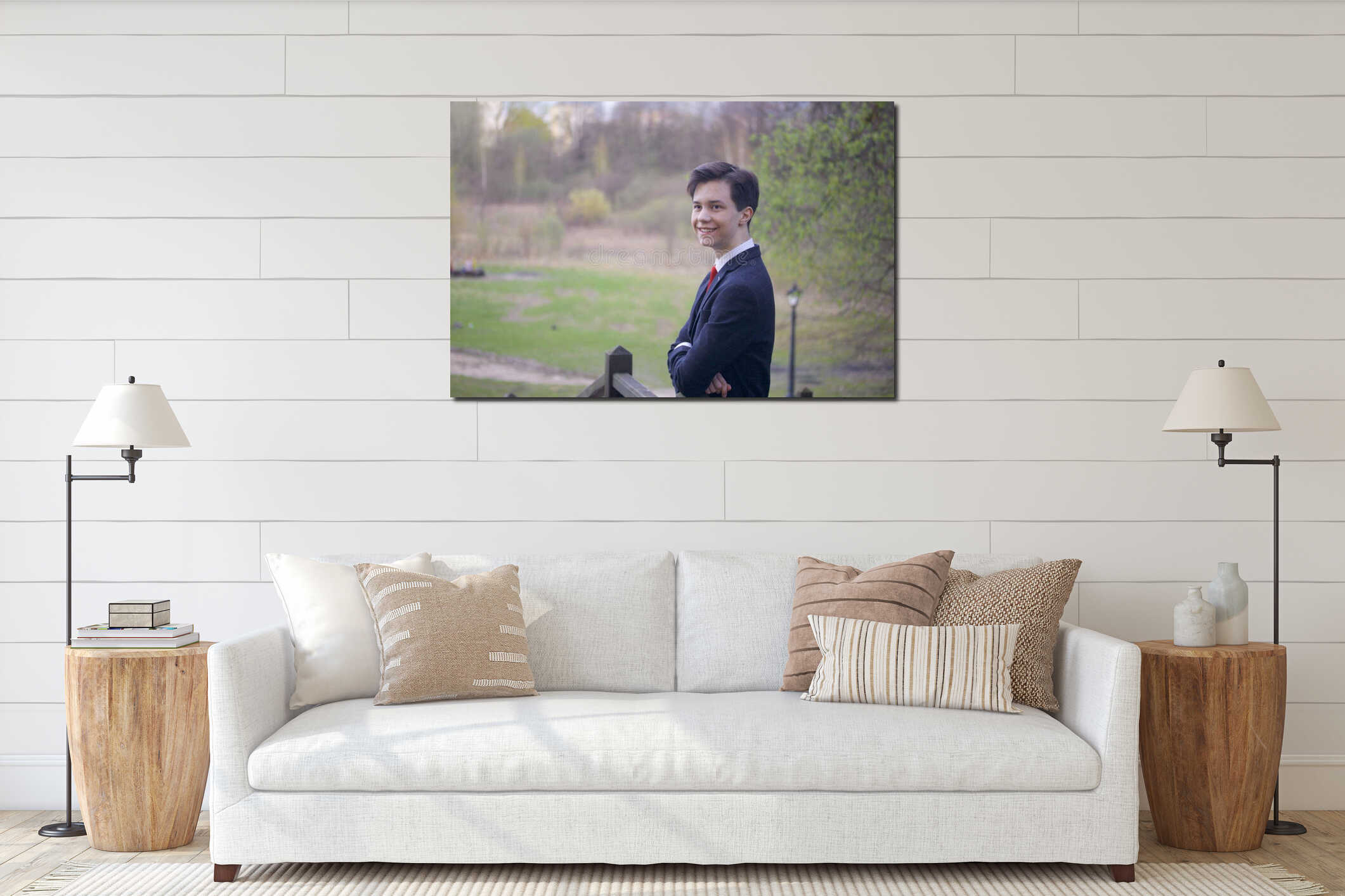 Canvas hanging interior mockup