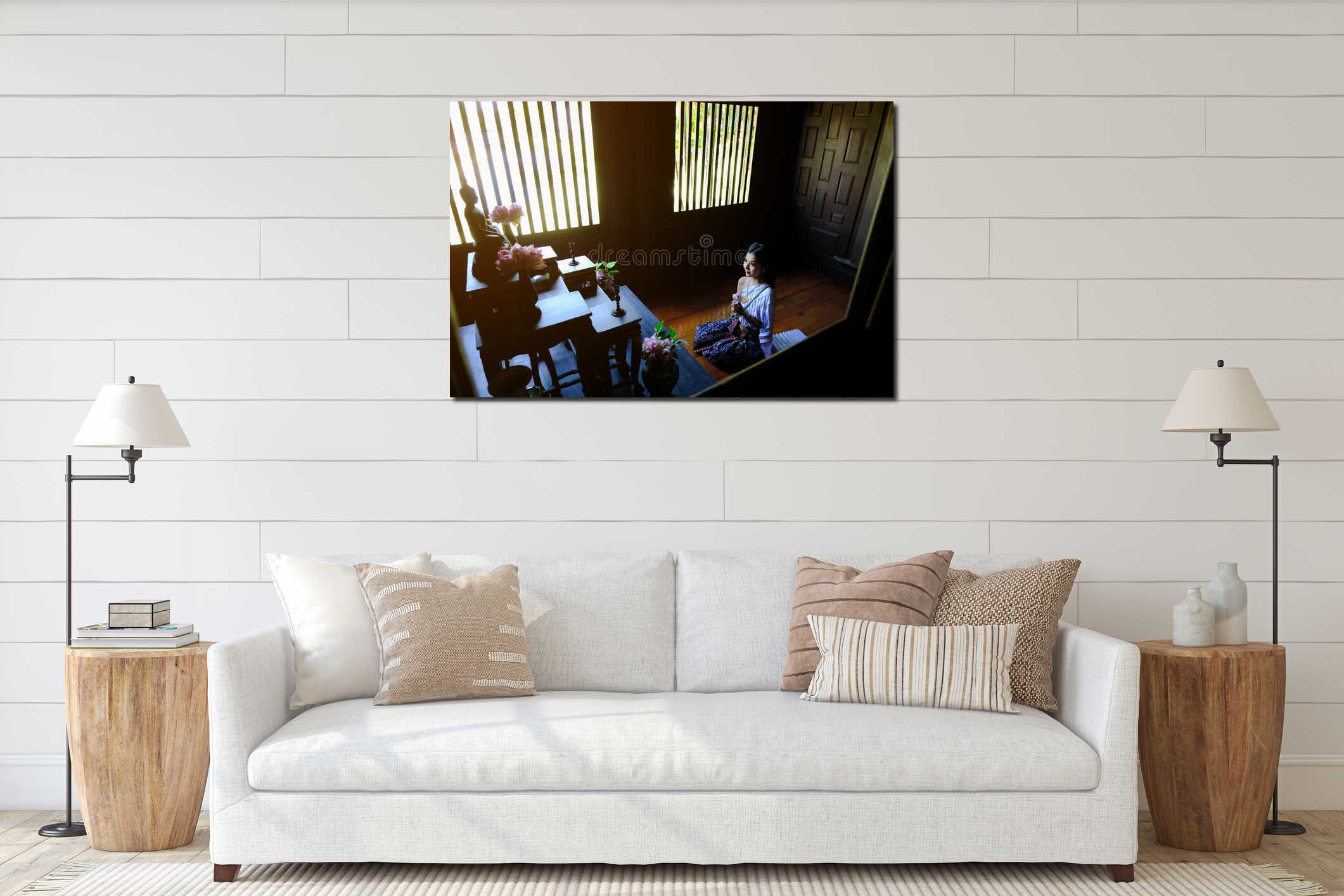 Canvas hanging interior mockup
