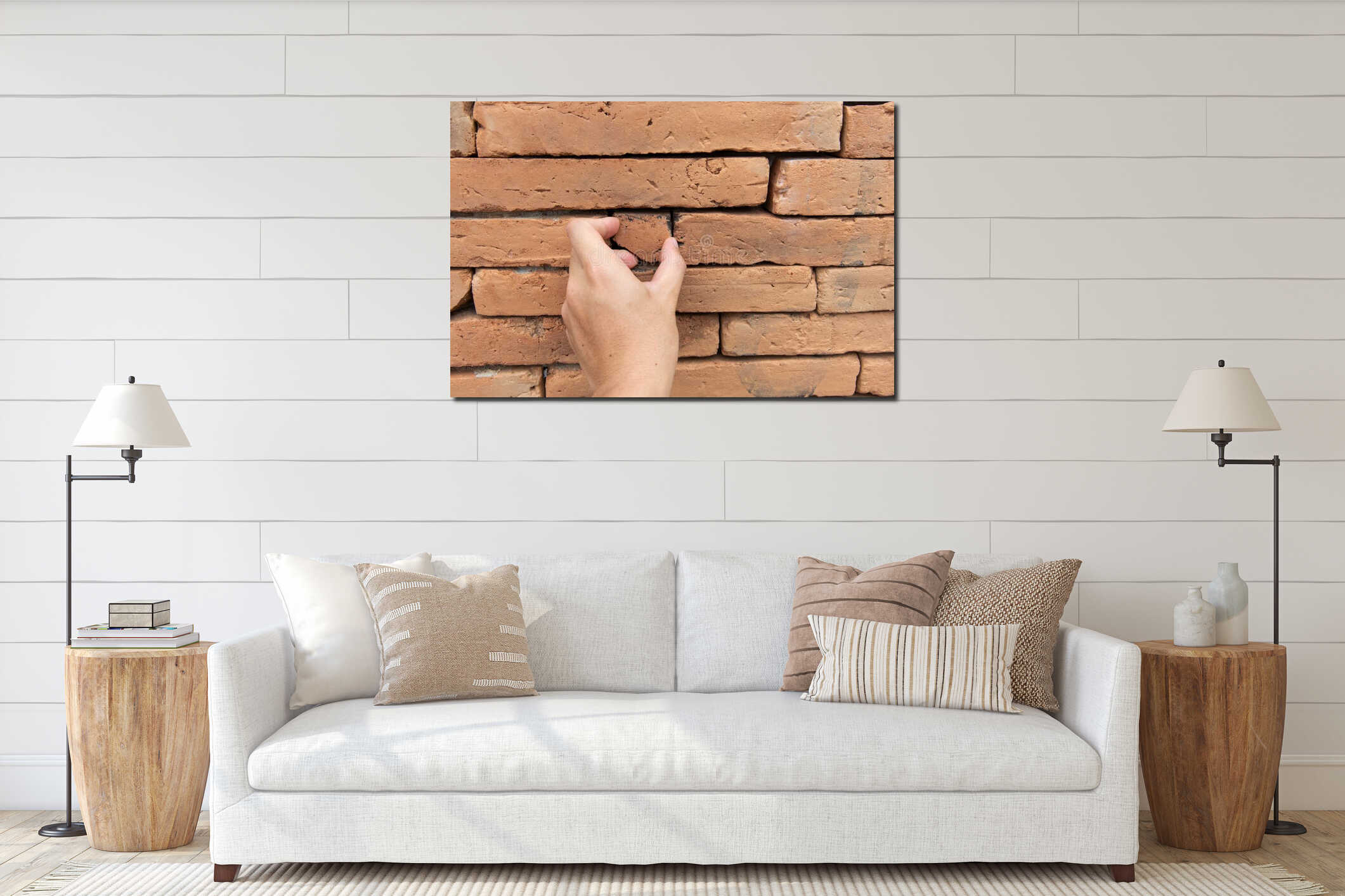 Canvas hanging interior mockup